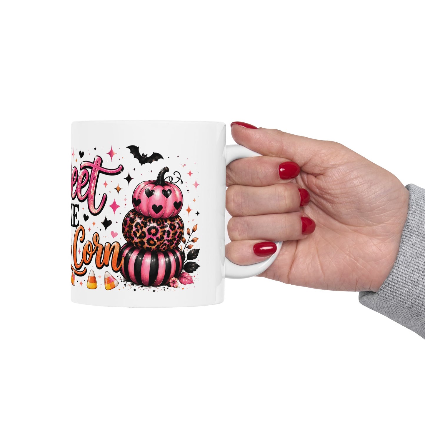 Sweet Like Candy Corn Halloween Ceramic Mug — Cute Spooky Coffee Cup (11oz/15oz)