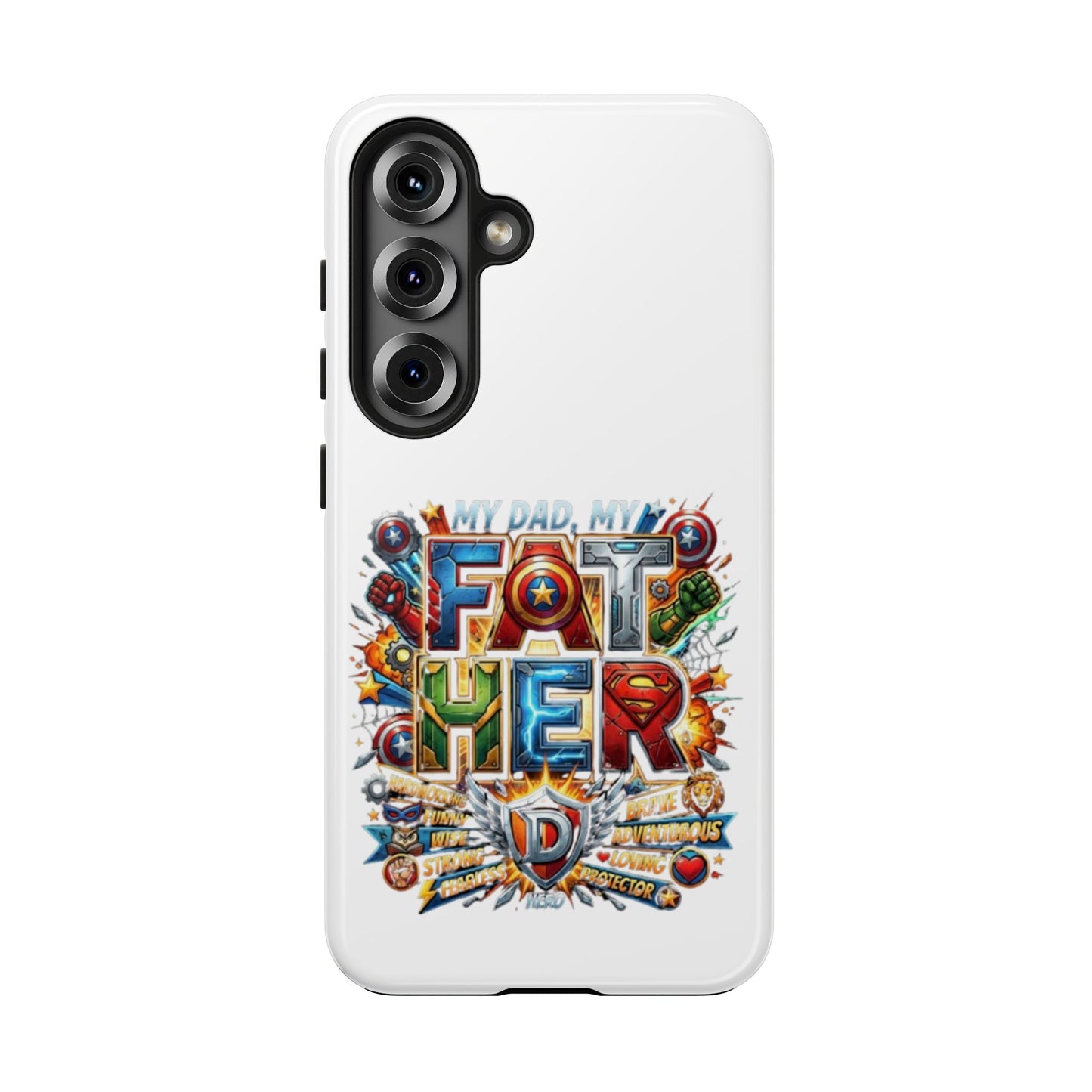 Tough Phone Case — 'My Dad, My Father' Superhero Collage Protective Cover