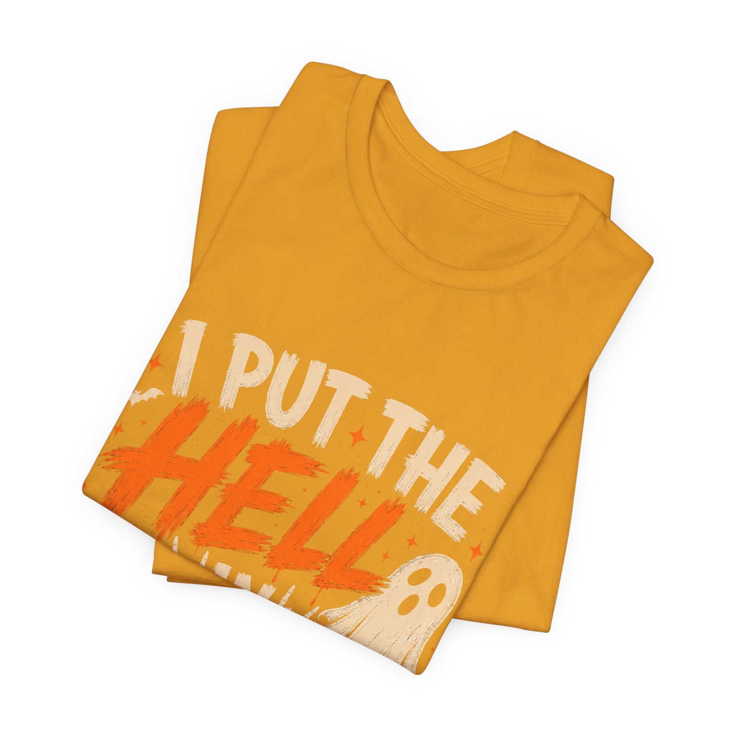 Halloween T-Shirt - "I Put the Hell in Halloween" Ghost Graphic Tee