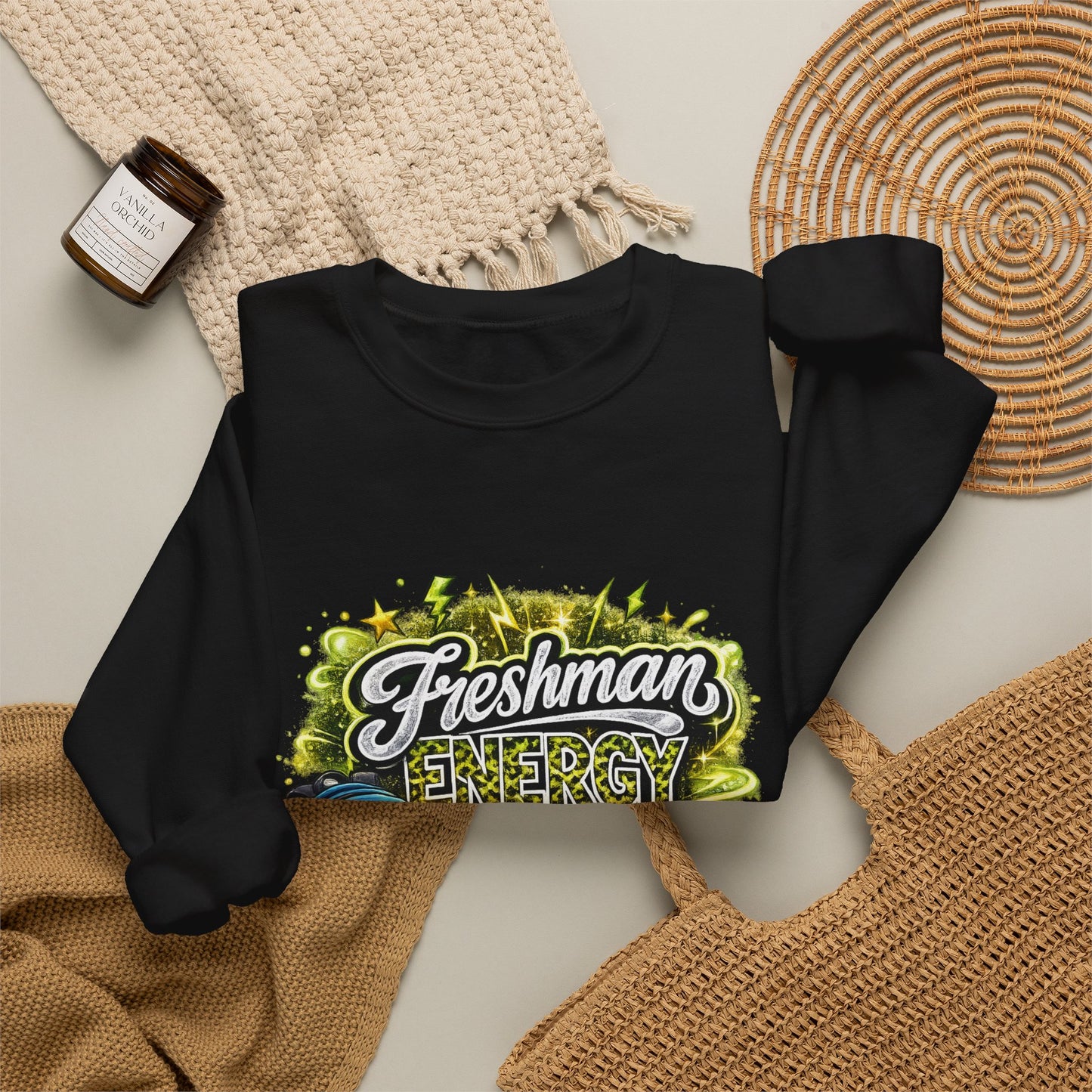 Freshman Energy Crewneck Sweatshirt — College Back-to-School Graphic Sweatshirt