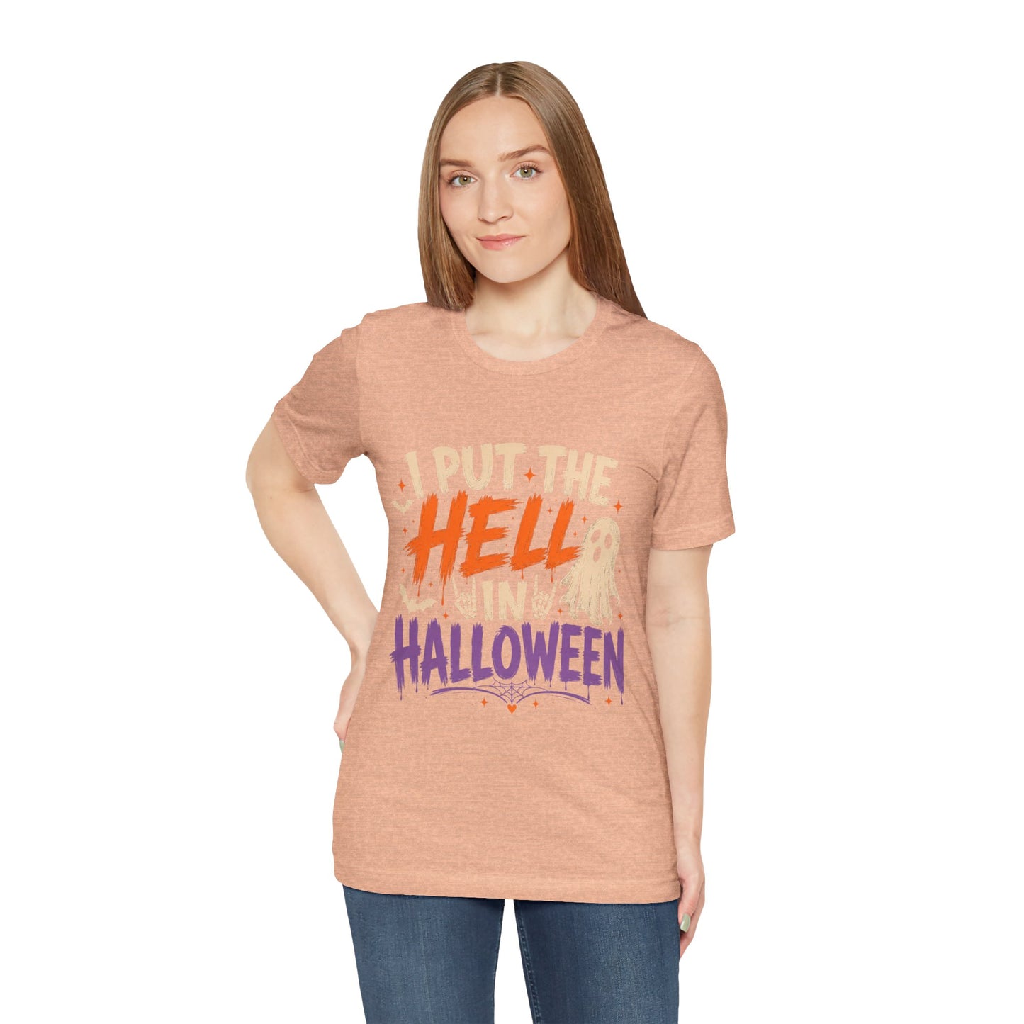 Halloween T-Shirt - "I Put the Hell in Halloween" Ghost Graphic Tee