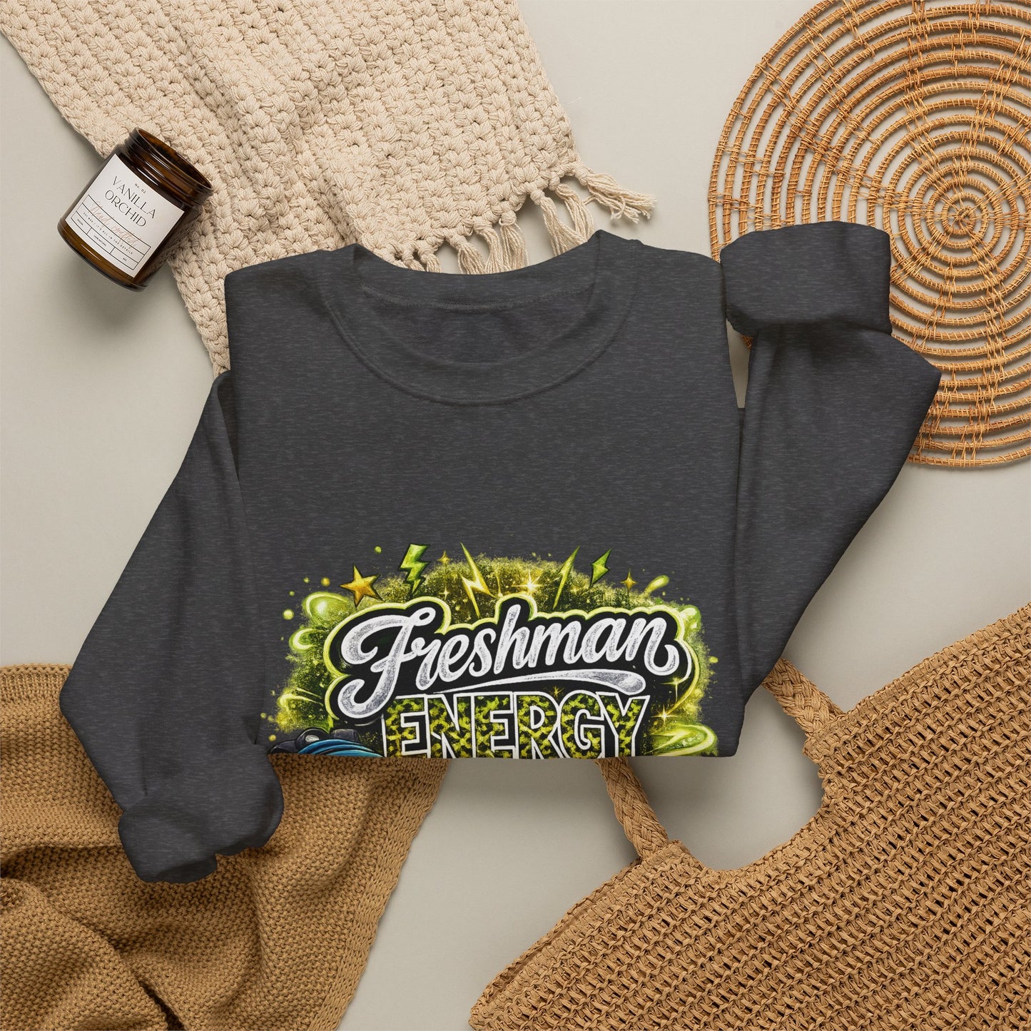 Freshman Energy Crewneck Sweatshirt — College Back-to-School Graphic Sweatshirt