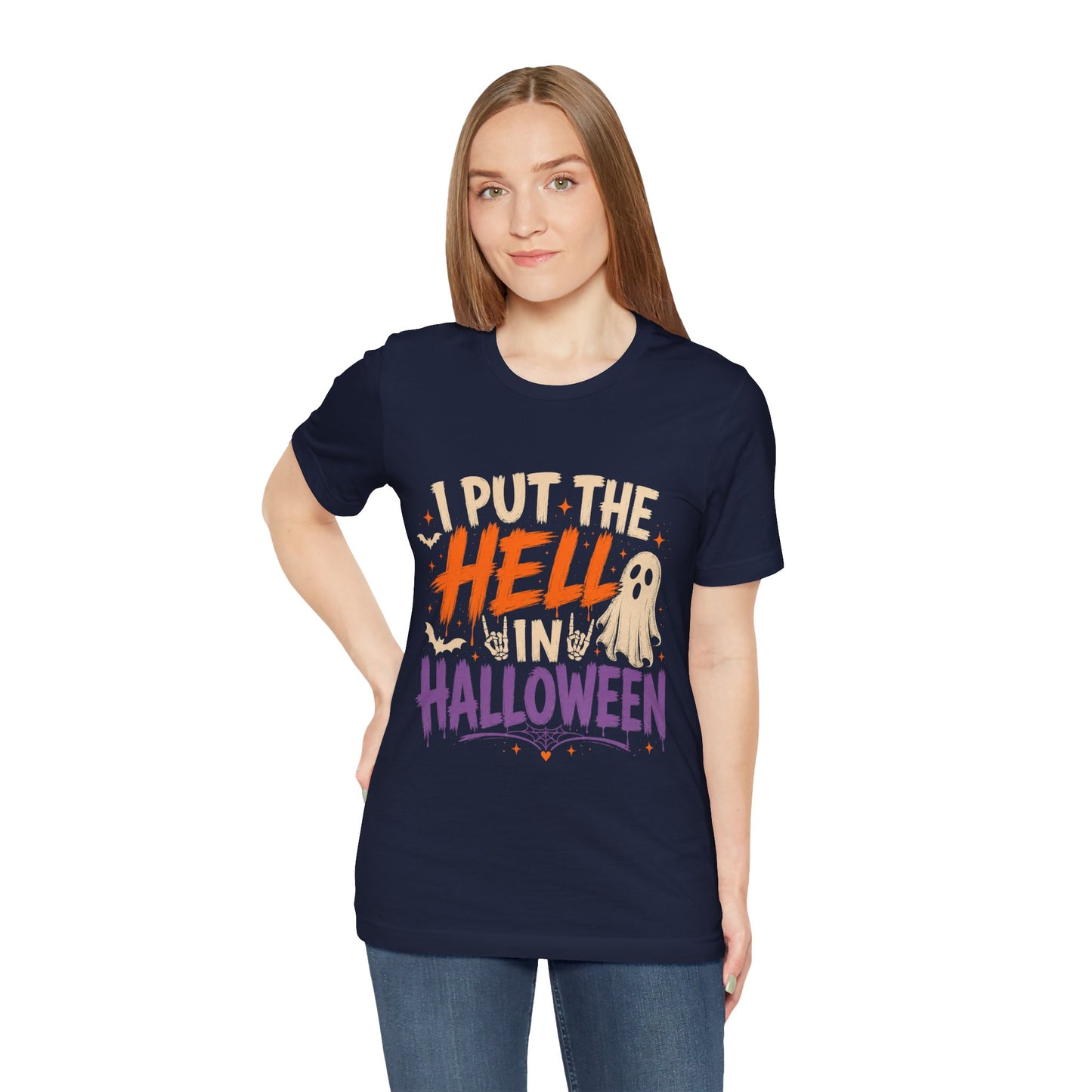Halloween T-Shirt - "I Put the Hell in Halloween" Ghost Graphic Tee