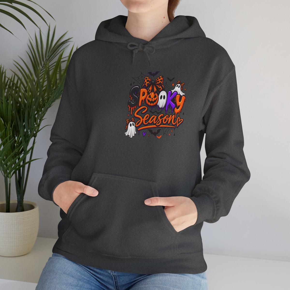 Halloween Hoodie - 'Spooky Season' Pumpkin & Witch Graphic Hooded Sweatshirt