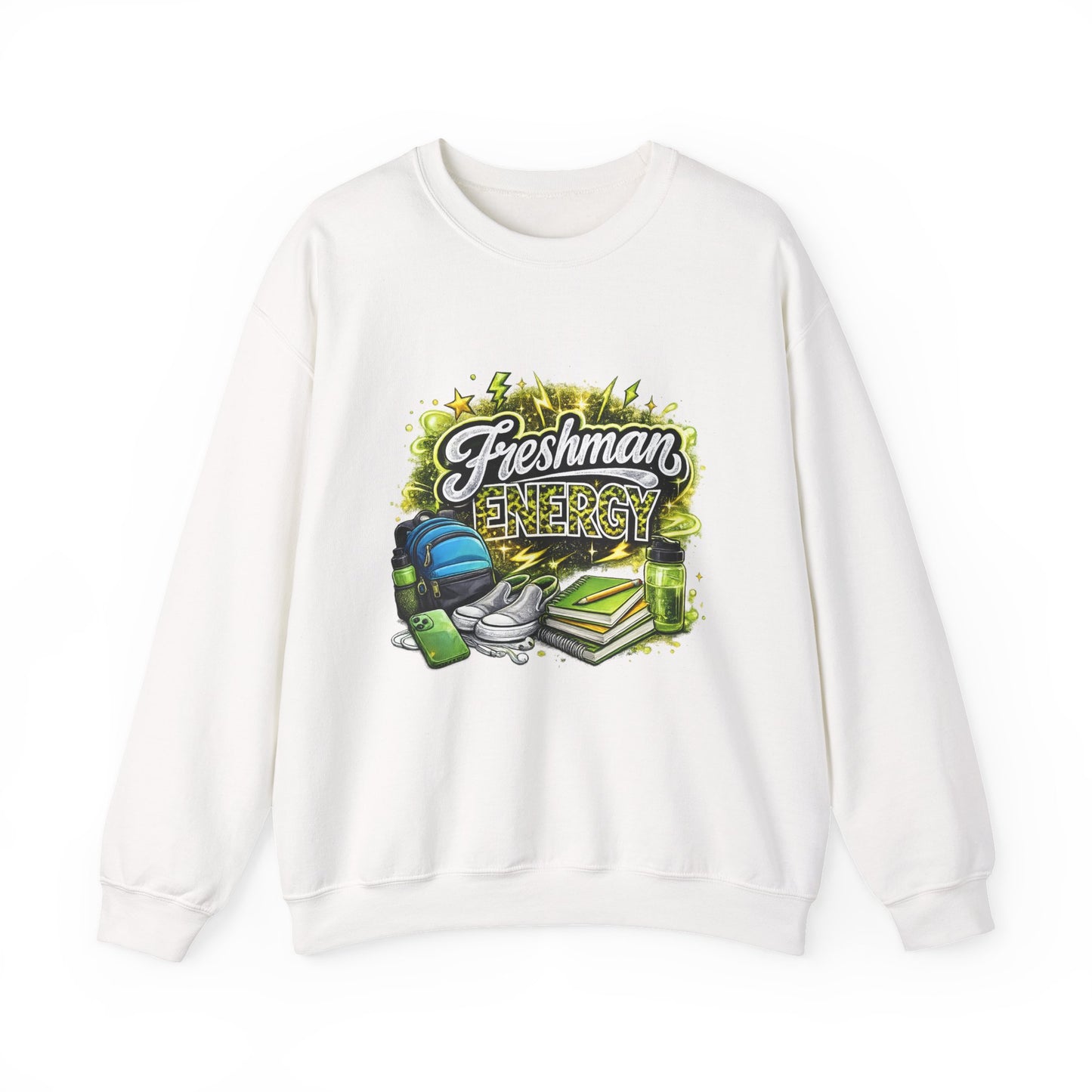 Freshman Energy Crewneck Sweatshirt — College Back-to-School Graphic Sweatshirt