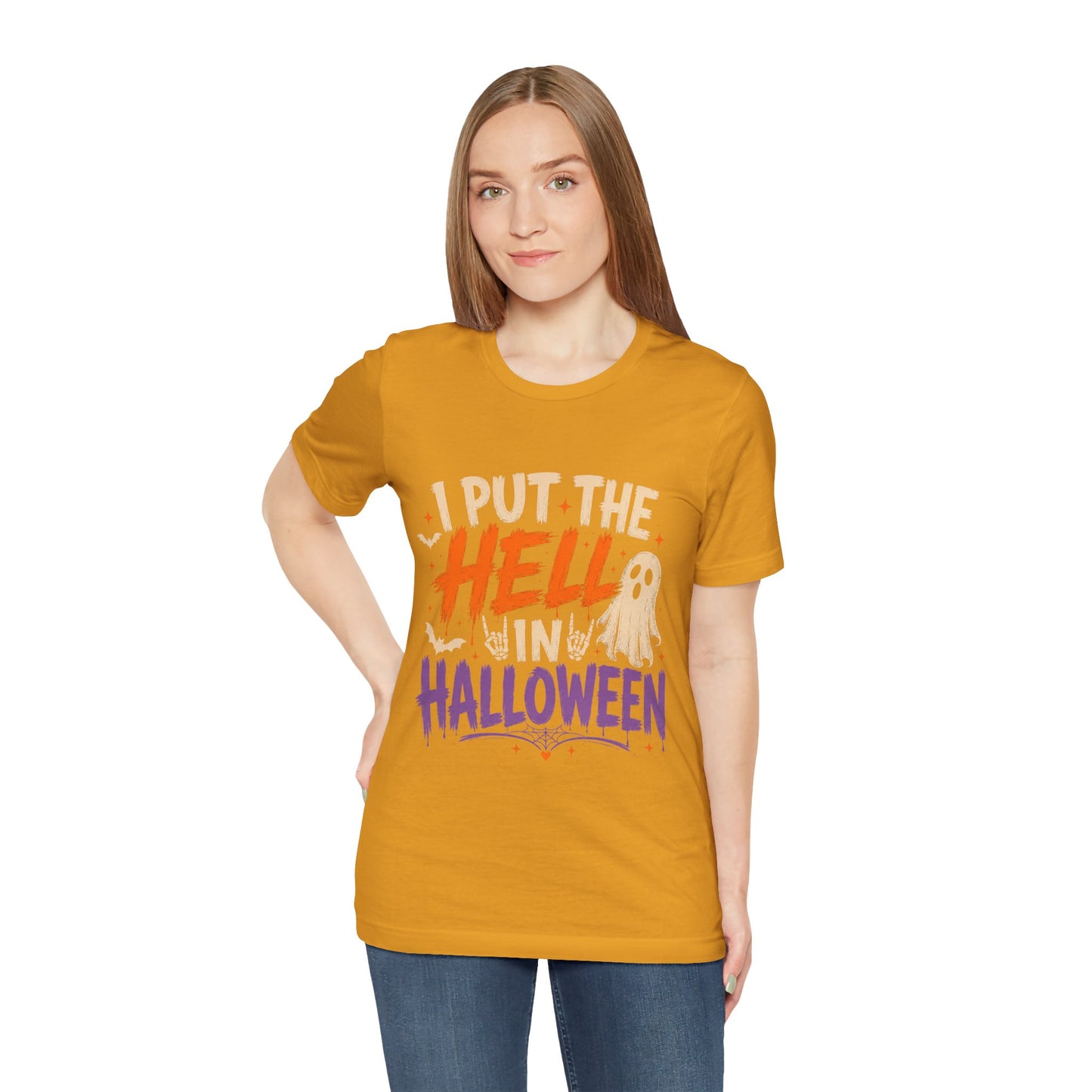 Halloween T-Shirt - "I Put the Hell in Halloween" Ghost Graphic Tee