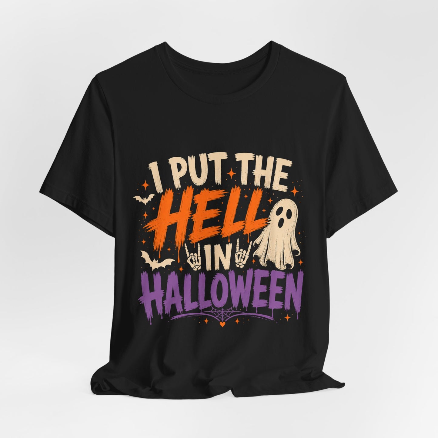 Halloween T-Shirt - "I Put the Hell in Halloween" Ghost Graphic Tee