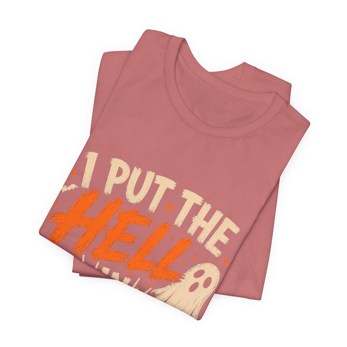Halloween T-Shirt - "I Put the Hell in Halloween" Ghost Graphic Tee