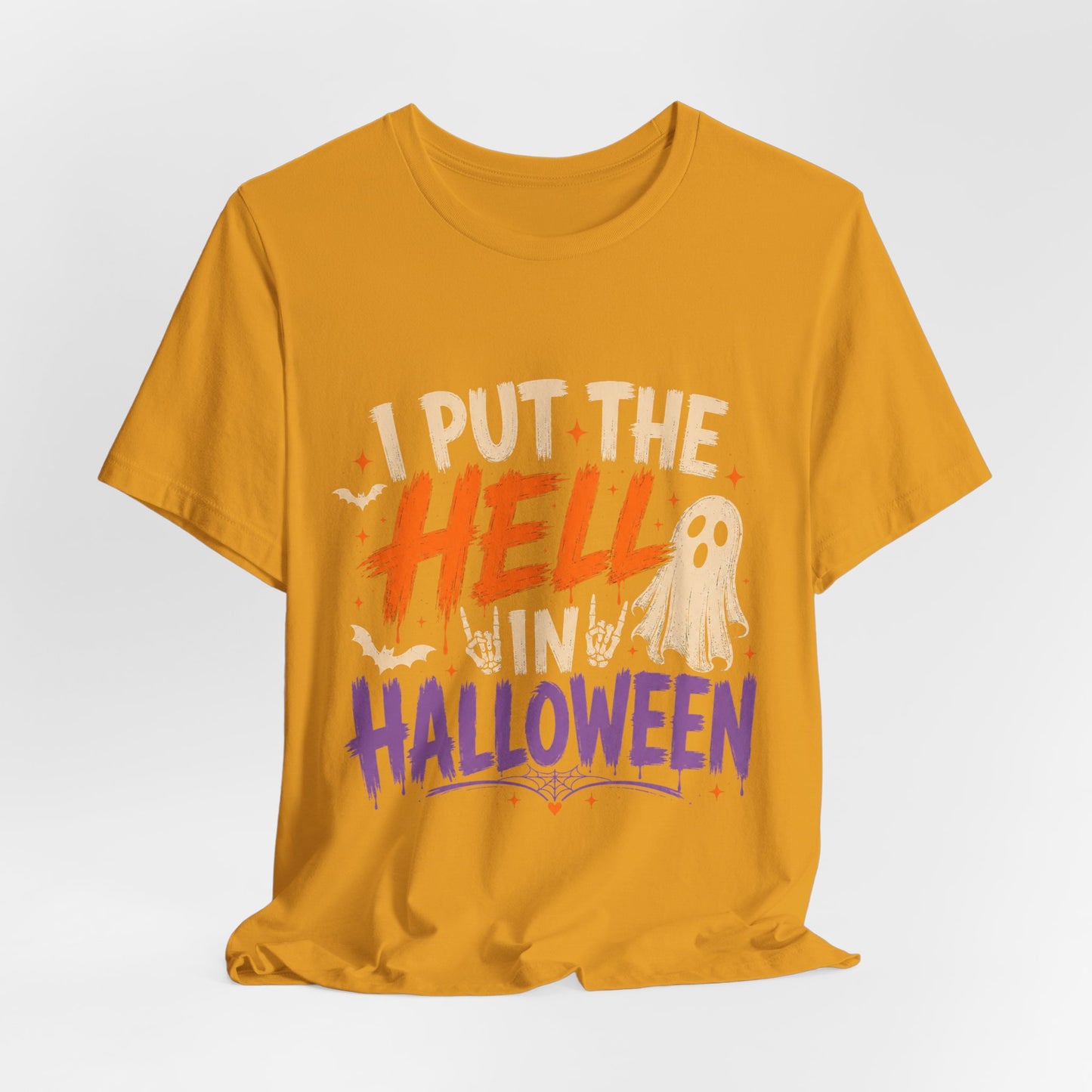 Halloween T-Shirt - "I Put the Hell in Halloween" Ghost Graphic Tee
