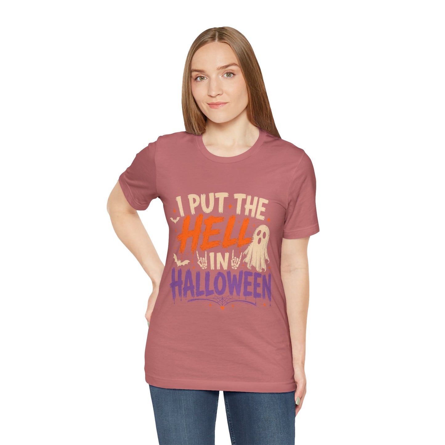 Halloween T-Shirt - "I Put the Hell in Halloween" Ghost Graphic Tee