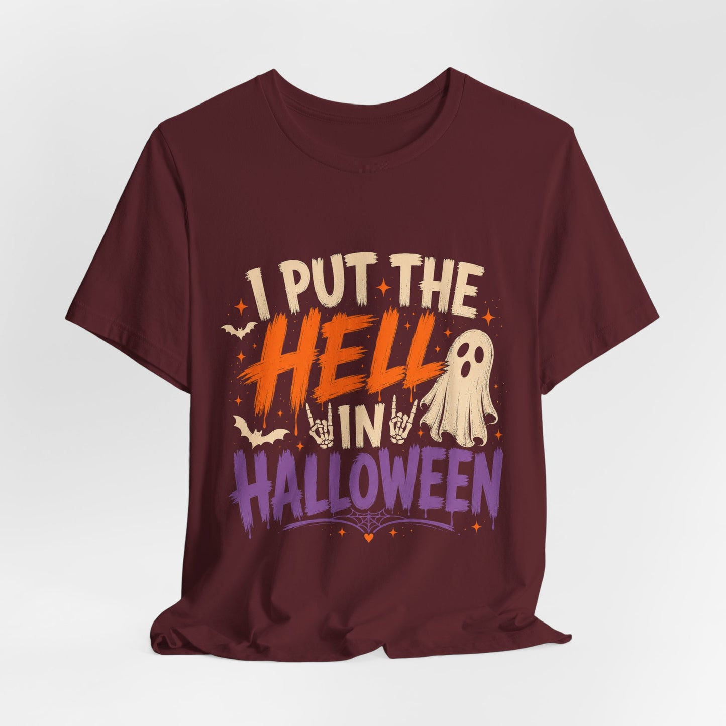 Halloween T-Shirt - "I Put the Hell in Halloween" Ghost Graphic Tee