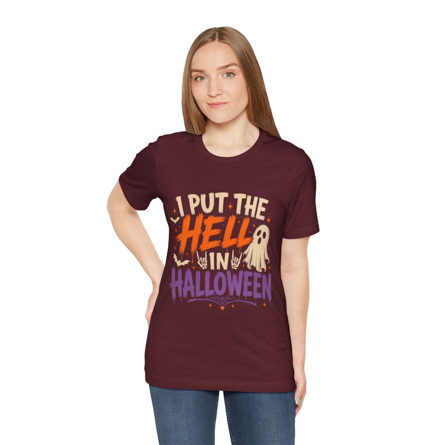 Halloween T-Shirt - "I Put the Hell in Halloween" Ghost Graphic Tee