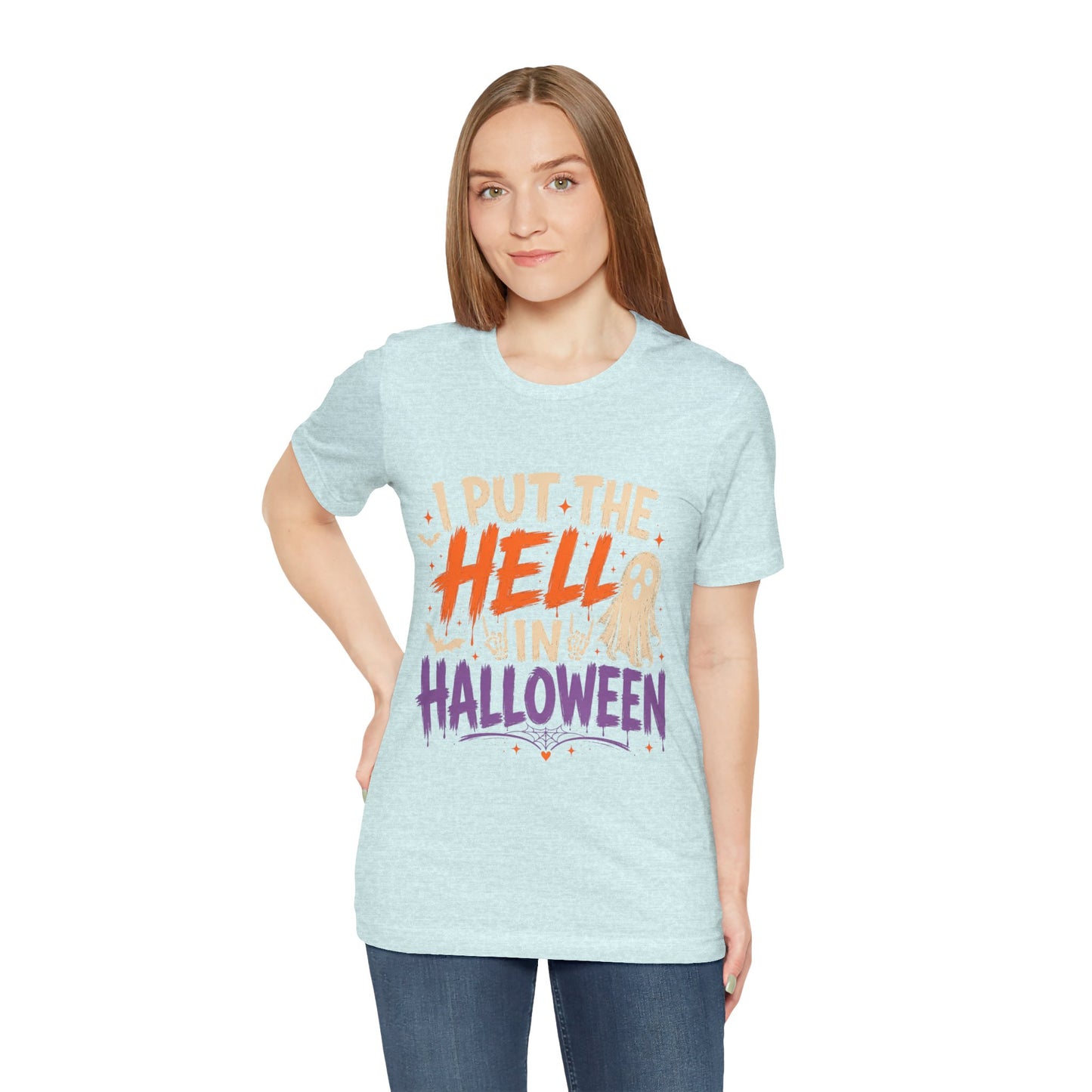 Halloween T-Shirt - "I Put the Hell in Halloween" Ghost Graphic Tee