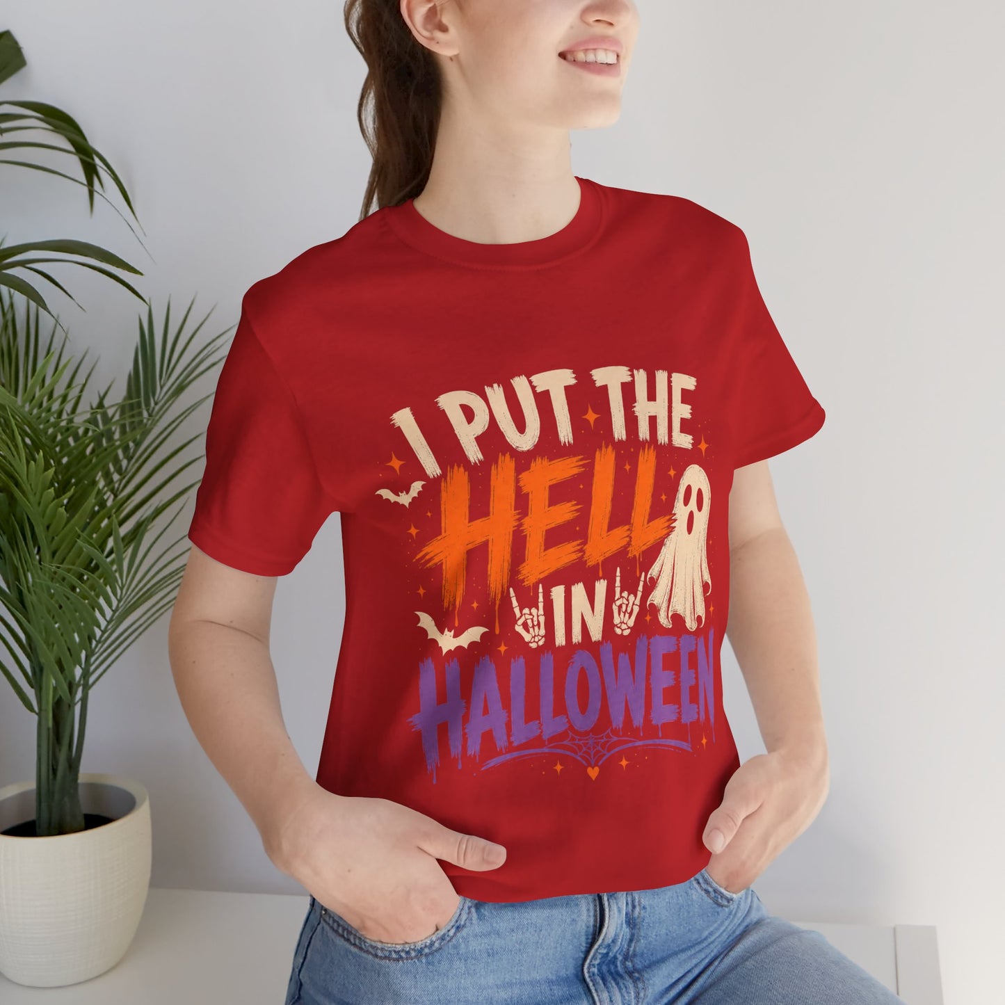 Halloween T-Shirt - "I Put the Hell in Halloween" Ghost Graphic Tee