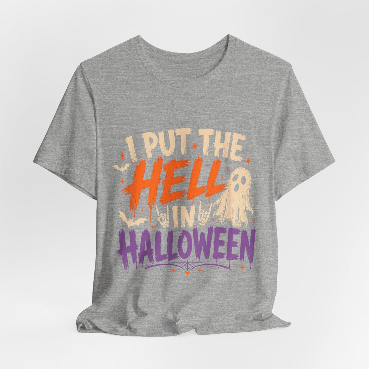 Halloween T-Shirt - "I Put the Hell in Halloween" Ghost Graphic Tee