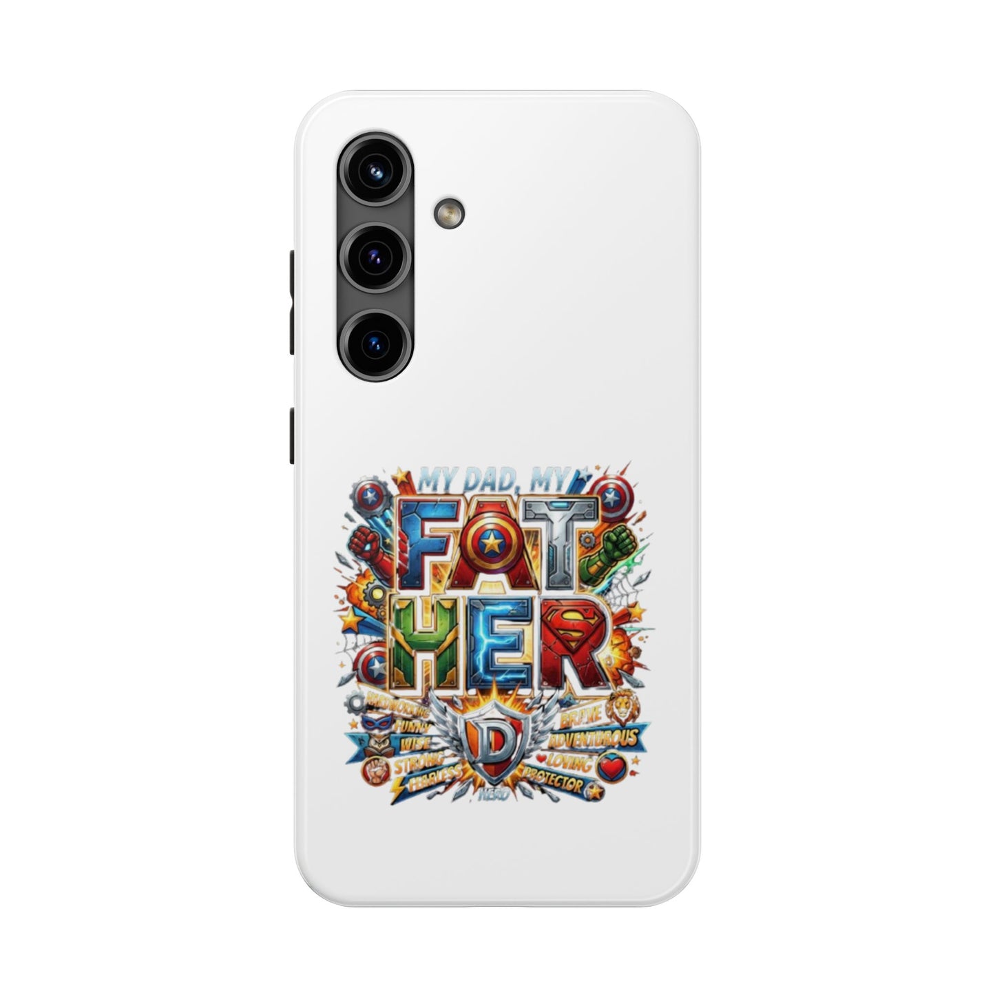 Tough Phone Case — 'My Dad, My Father' Superhero Collage Protective Cover