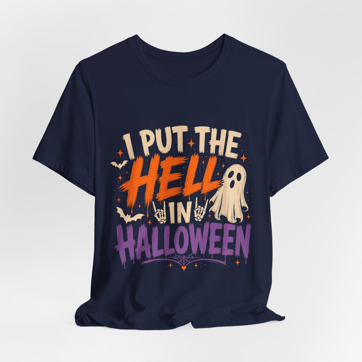 Halloween T-Shirt - "I Put the Hell in Halloween" Ghost Graphic Tee