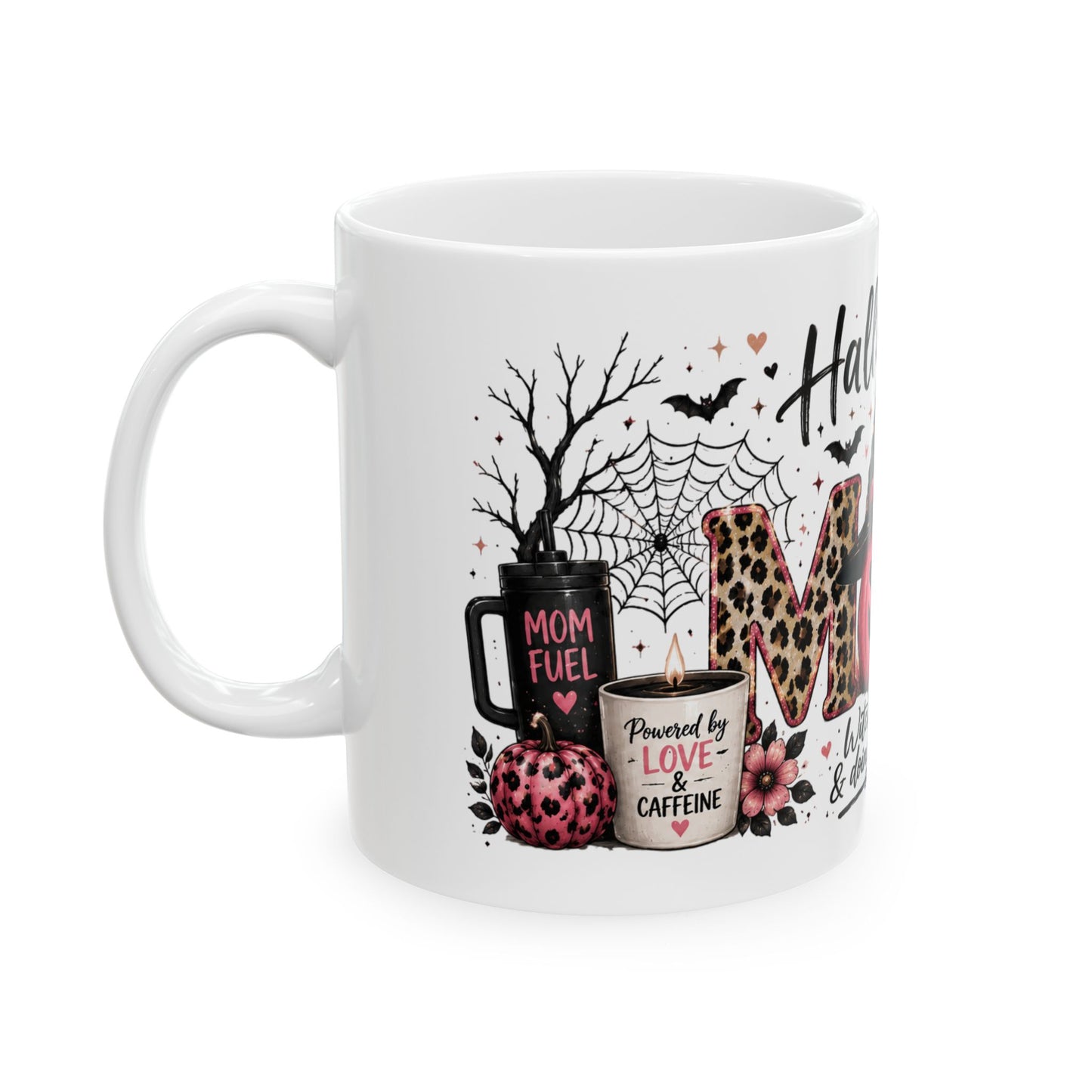 Halloween Mom Mug – "Witchy, Tired & Doing My Best" Ceramic Coffee Cup (11oz & 15oz)