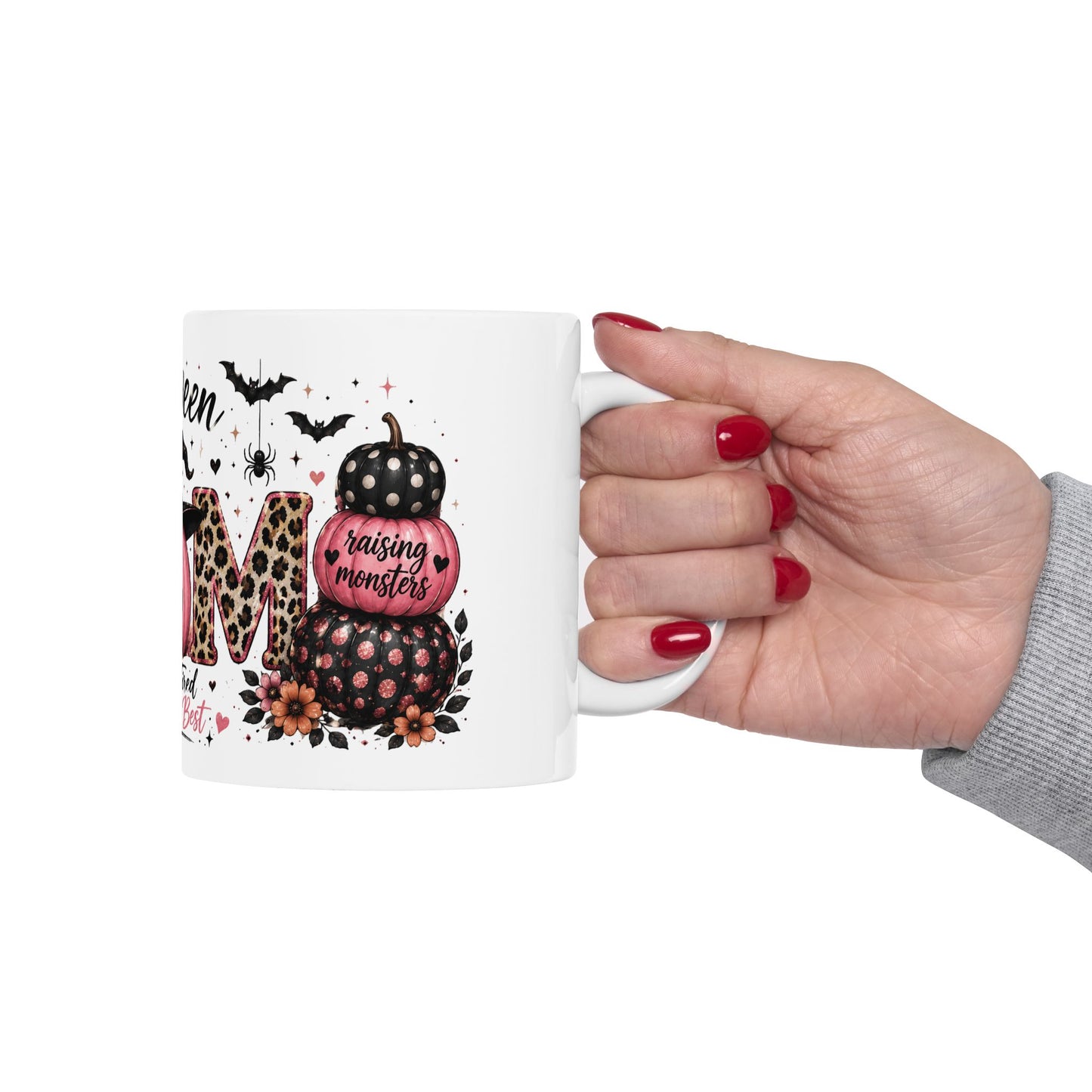 Halloween Mom Mug – "Witchy, Tired & Doing My Best" Ceramic Coffee Cup (11oz & 15oz)