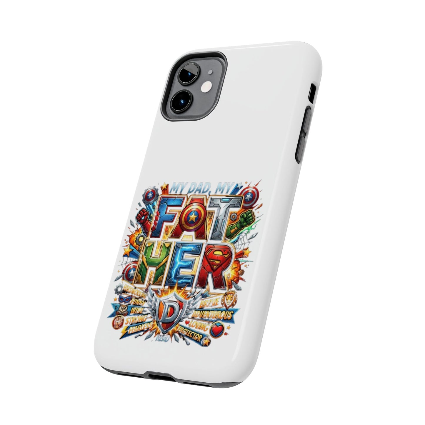 Tough Phone Case — 'My Dad, My Father' Superhero Collage Protective Cover