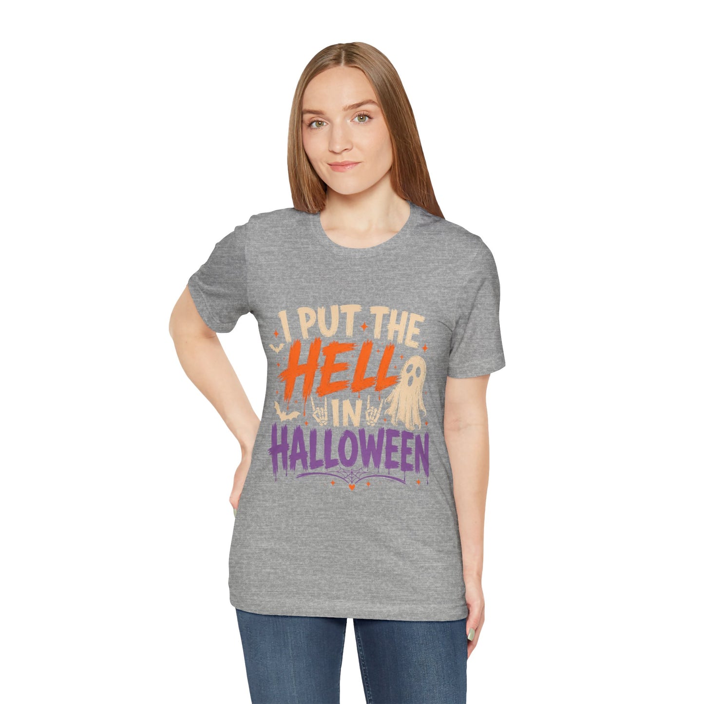Halloween T-Shirt - "I Put the Hell in Halloween" Ghost Graphic Tee