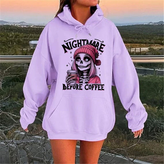 Women's Nightmare Before Coffee Halloween Hoodie ☕🎃