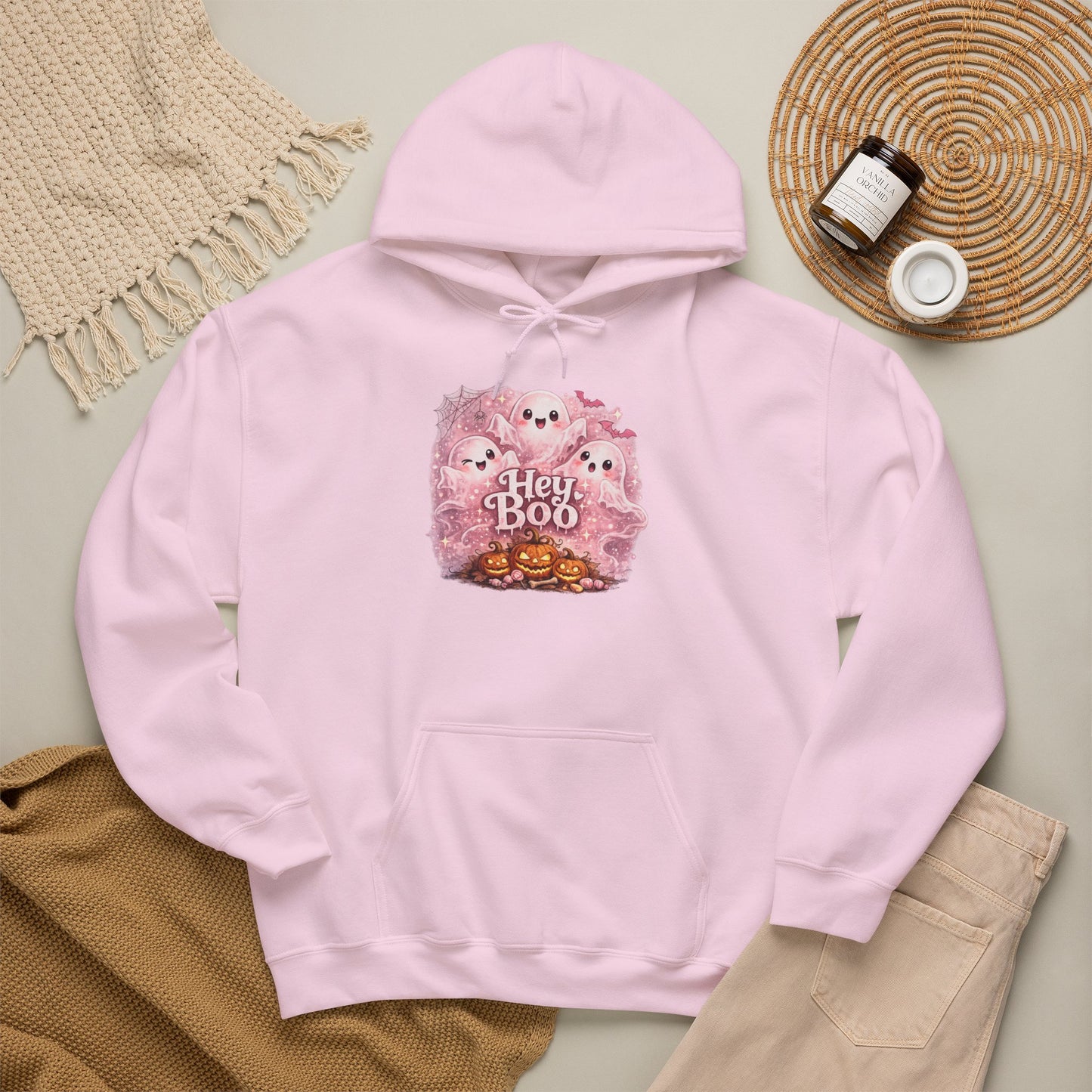 Cute Pink Ghosts & Jack-O'-Lantern Halloween Sweatshirt