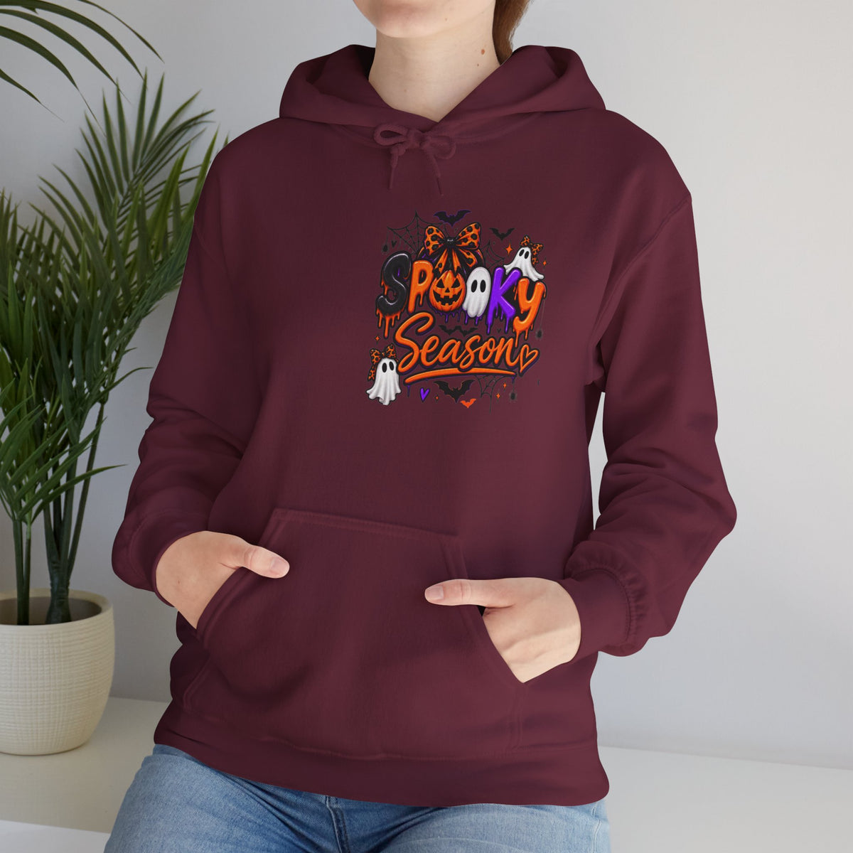Halloween Hoodie - 'Spooky Season' Pumpkin & Witch Graphic Hooded Sweatshirt
