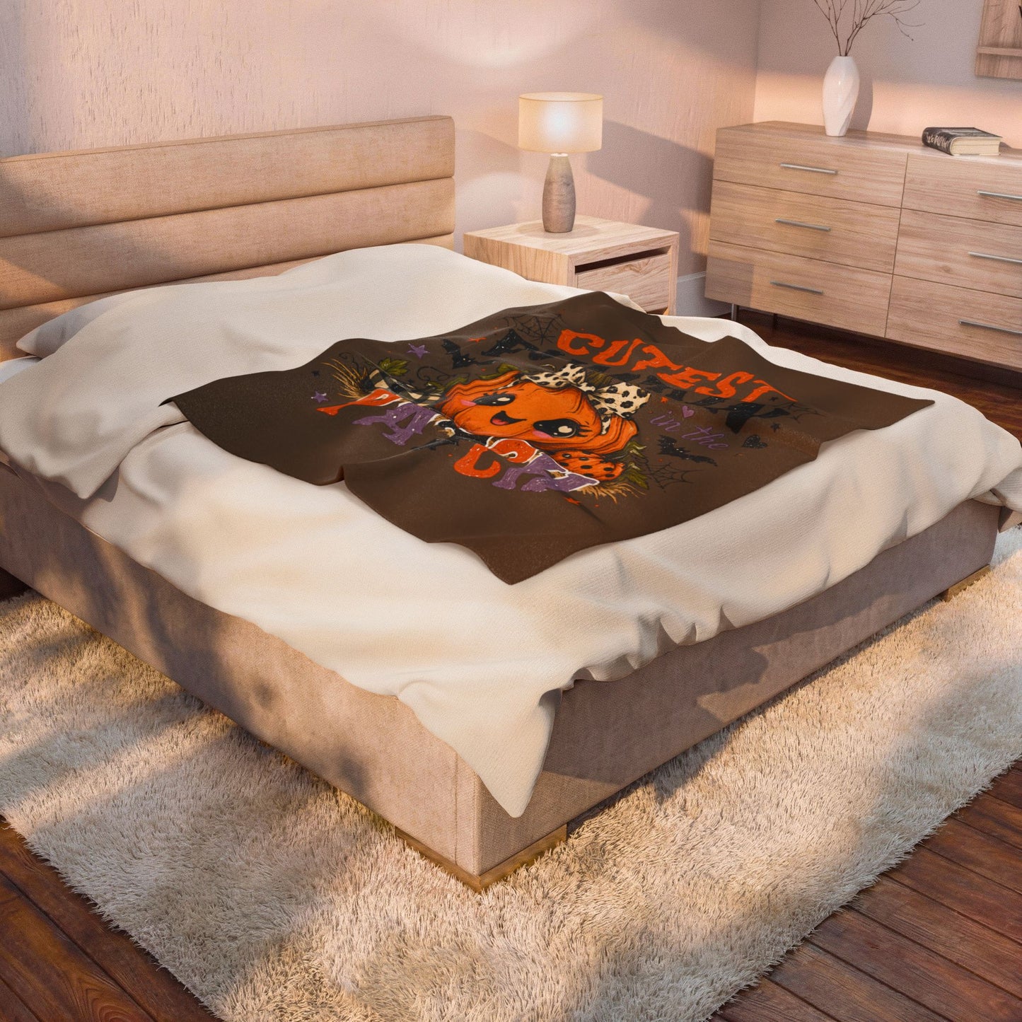 Cutest Pumpkin in the Patch Velveteen Plush Blanket — Cute Halloween Fall Throw for Kids & Baby