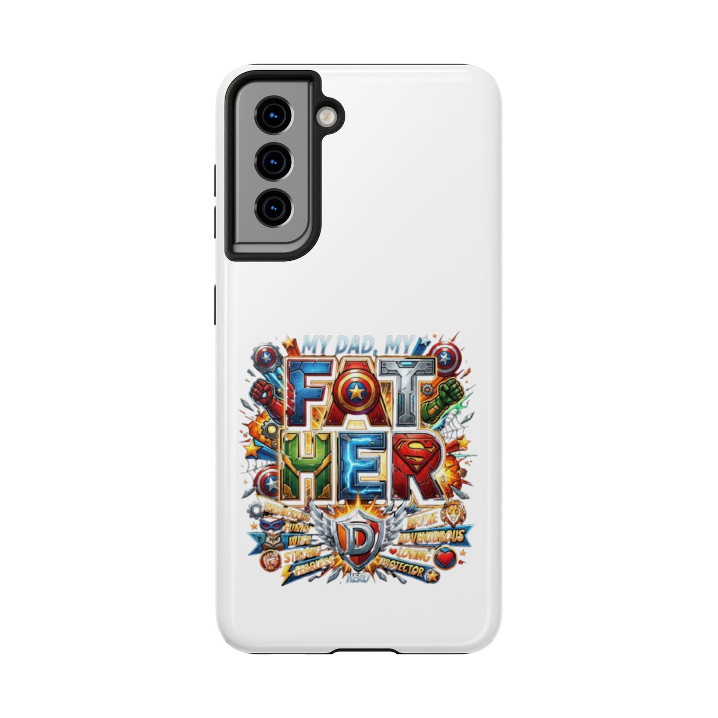 Tough Phone Case — 'My Dad, My Father' Superhero Collage Protective Cover
