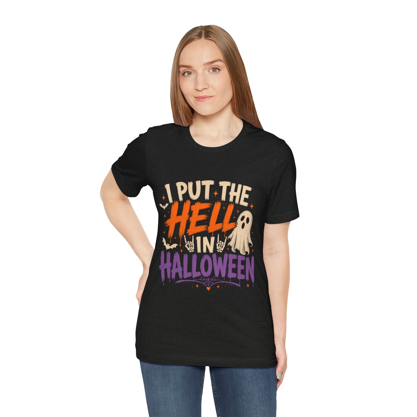 Halloween T-Shirt - "I Put the Hell in Halloween" Ghost Graphic Tee