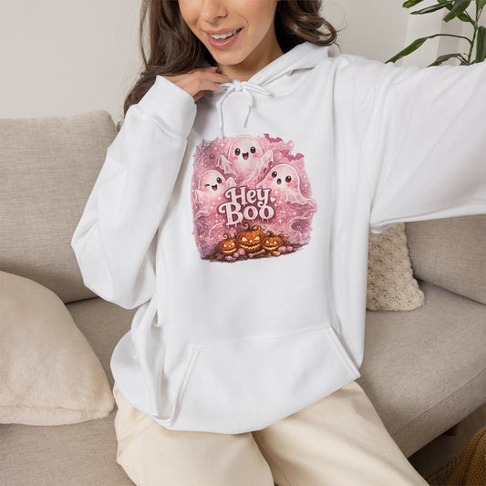 Cute Pink Ghosts & Jack-O'-Lantern Halloween Sweatshirt