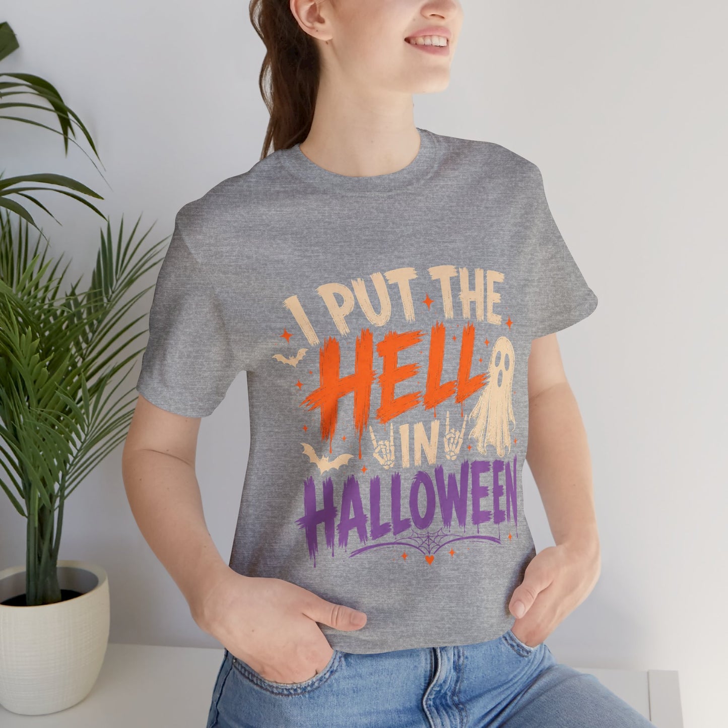 Halloween T-Shirt - "I Put the Hell in Halloween" Ghost Graphic Tee