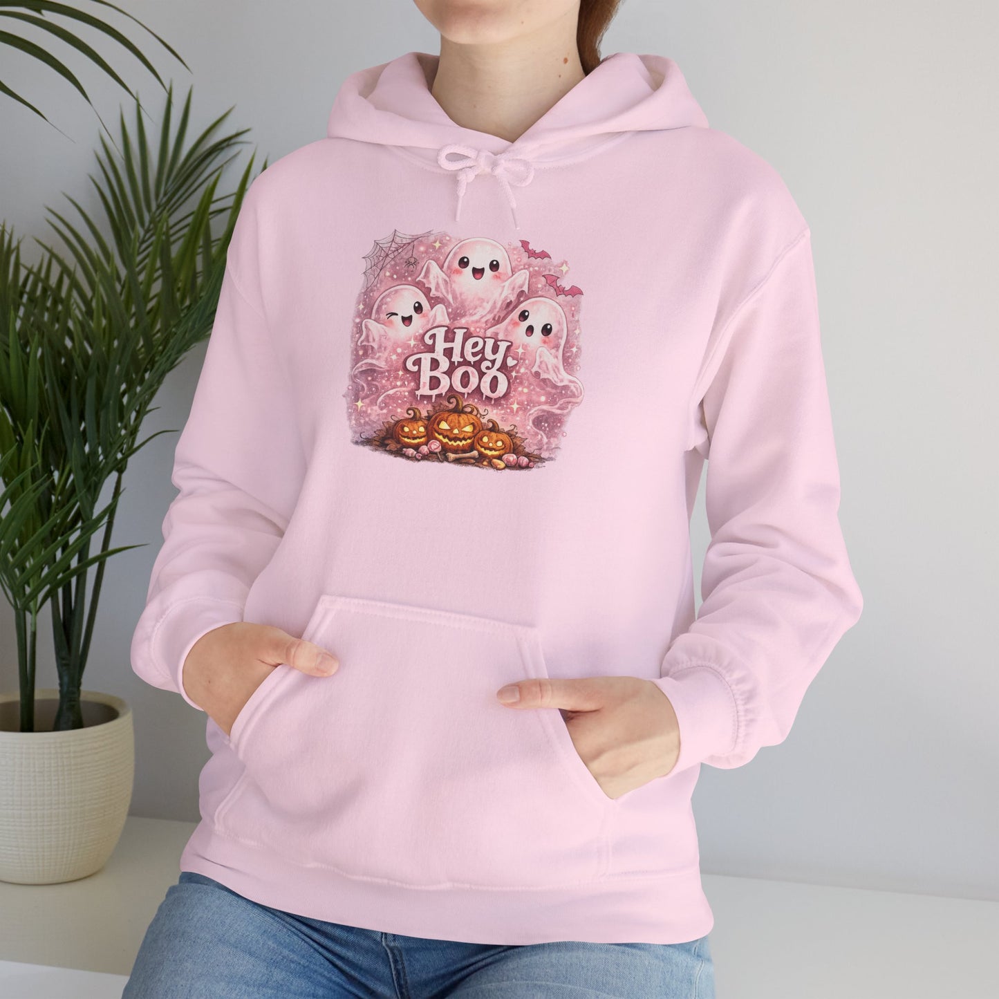 Cute Pink Ghosts & Jack-O'-Lantern Halloween Sweatshirt