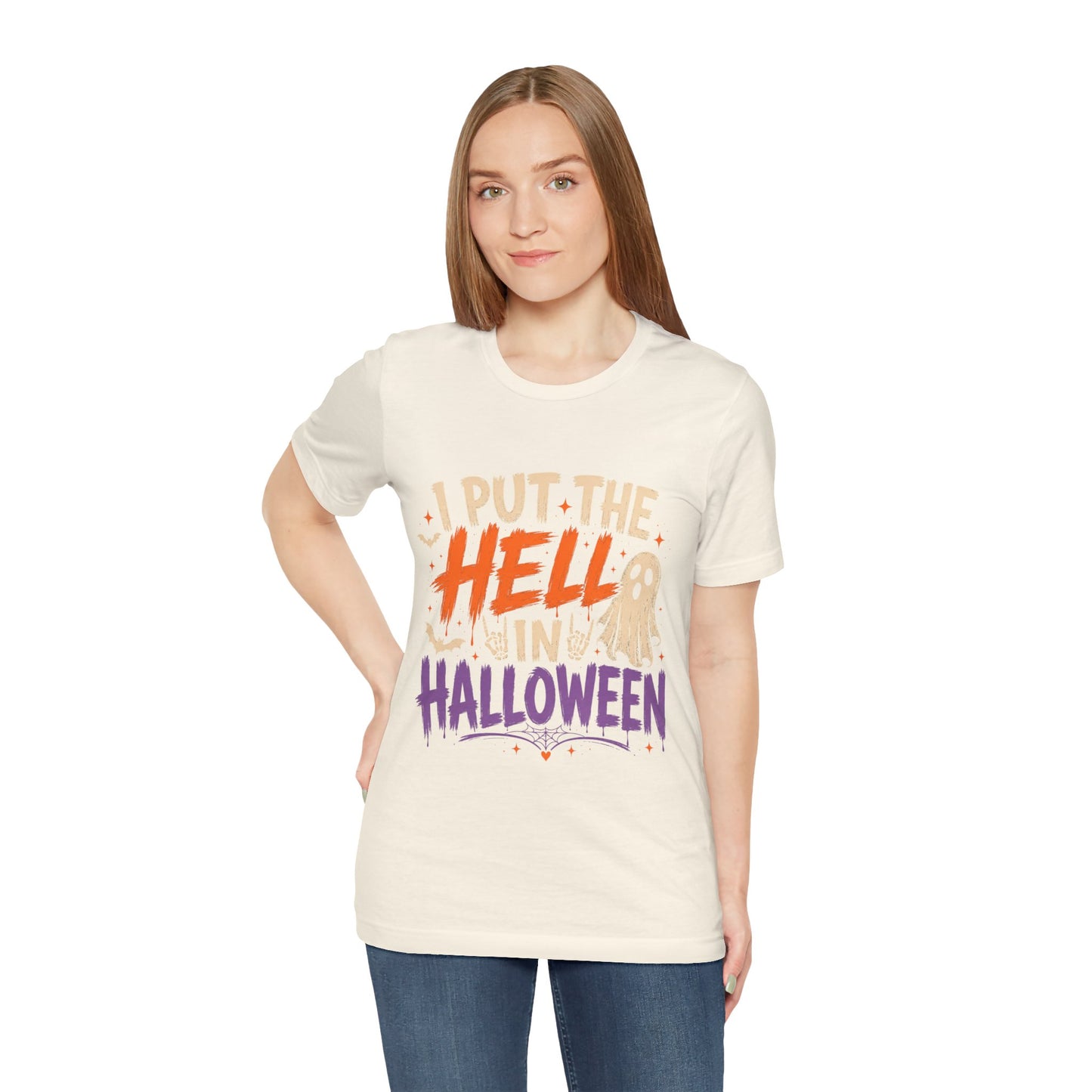 Halloween T-Shirt - "I Put the Hell in Halloween" Ghost Graphic Tee