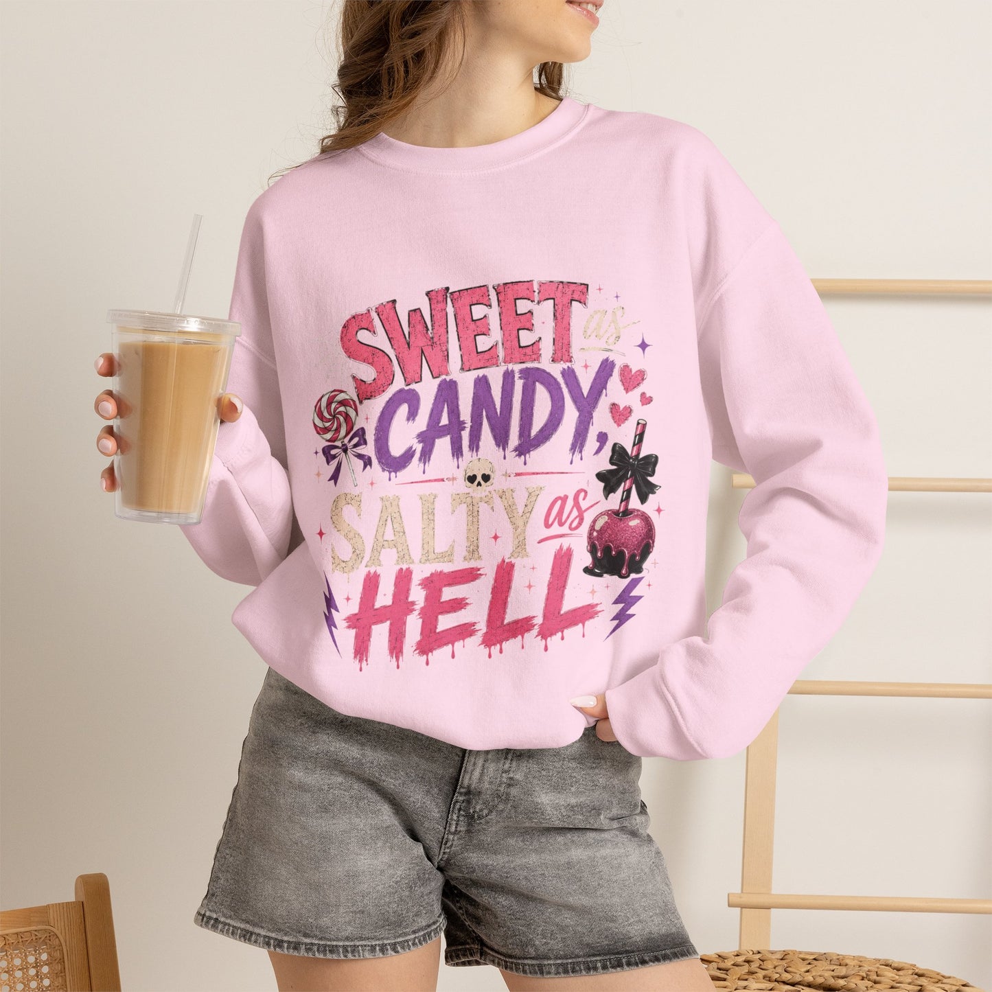 Sweet as Candy, Salty as Hell Crewneck Sweatshirt