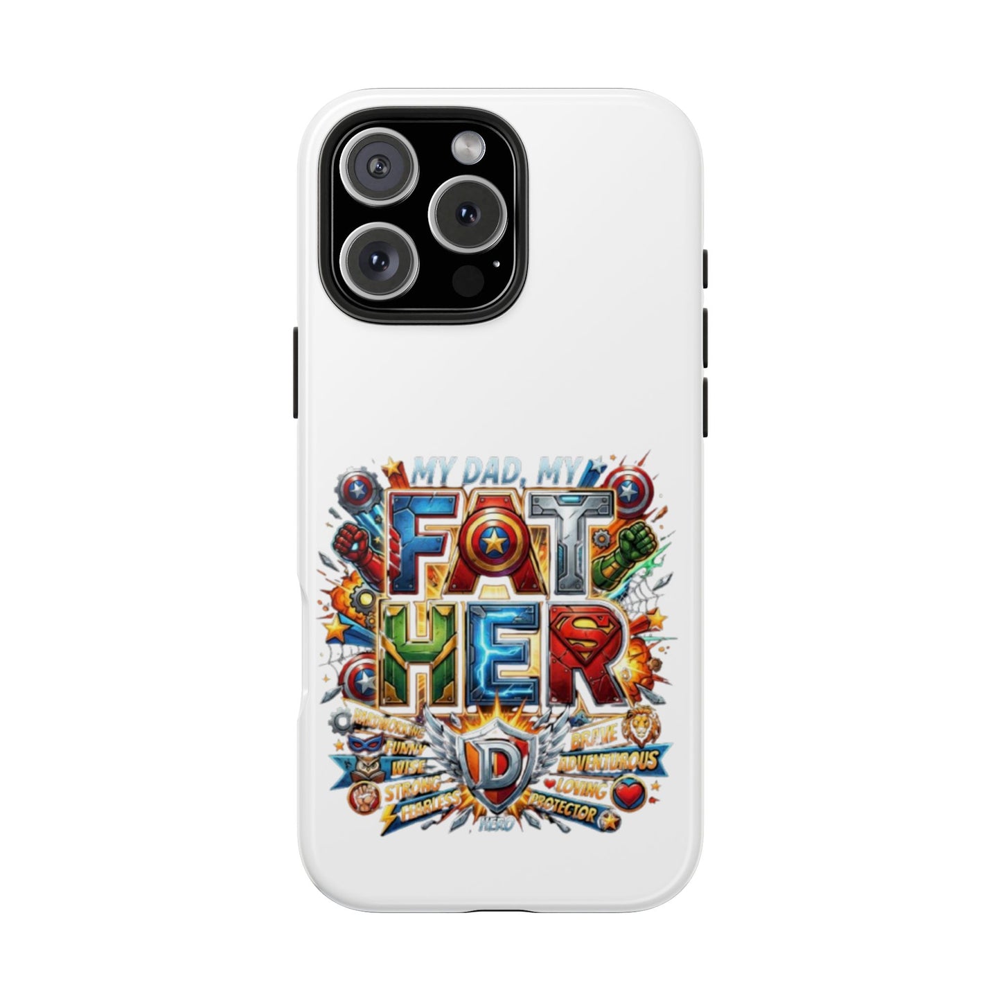 Tough Phone Case — 'My Dad, My Father' Superhero Collage Protective Cover