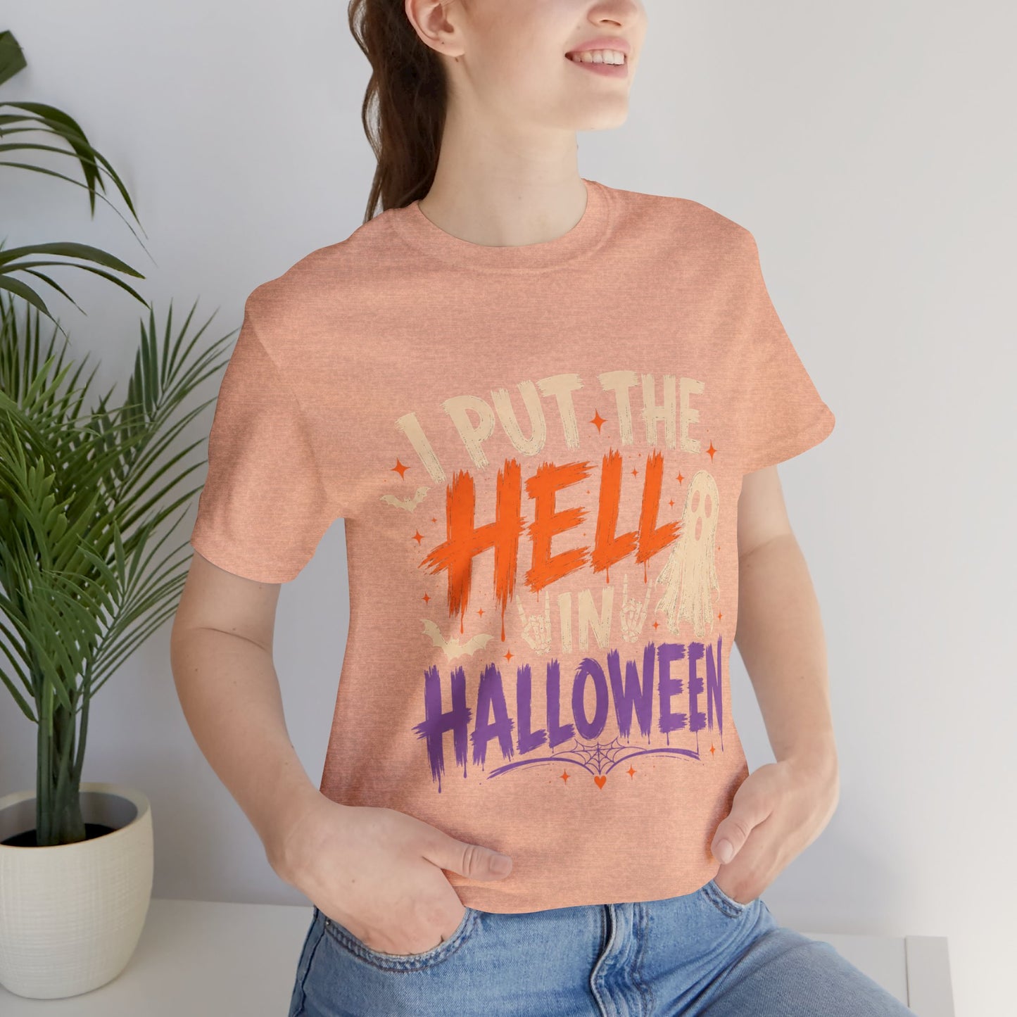Halloween T-Shirt - "I Put the Hell in Halloween" Ghost Graphic Tee
