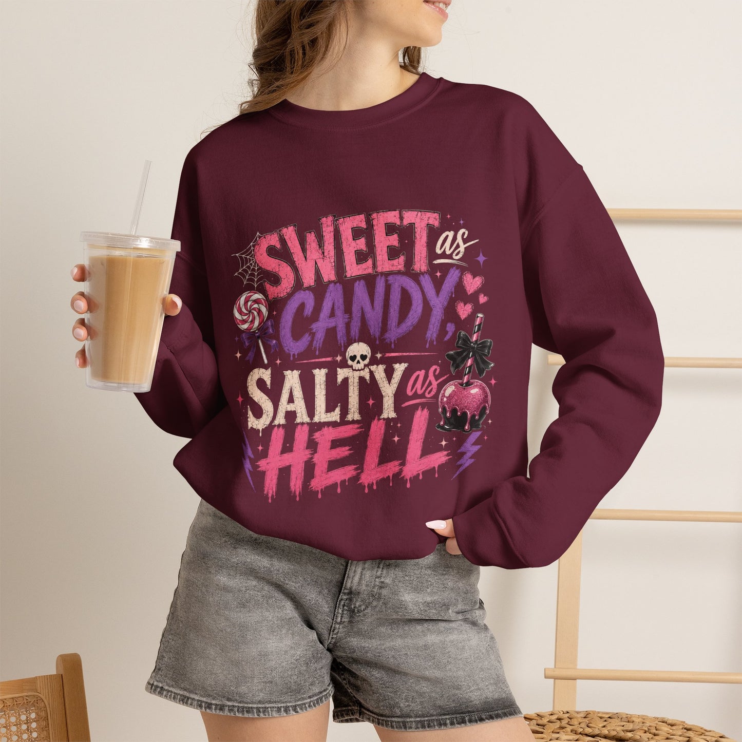 Sweet as Candy, Salty as Hell Crewneck Sweatshirt