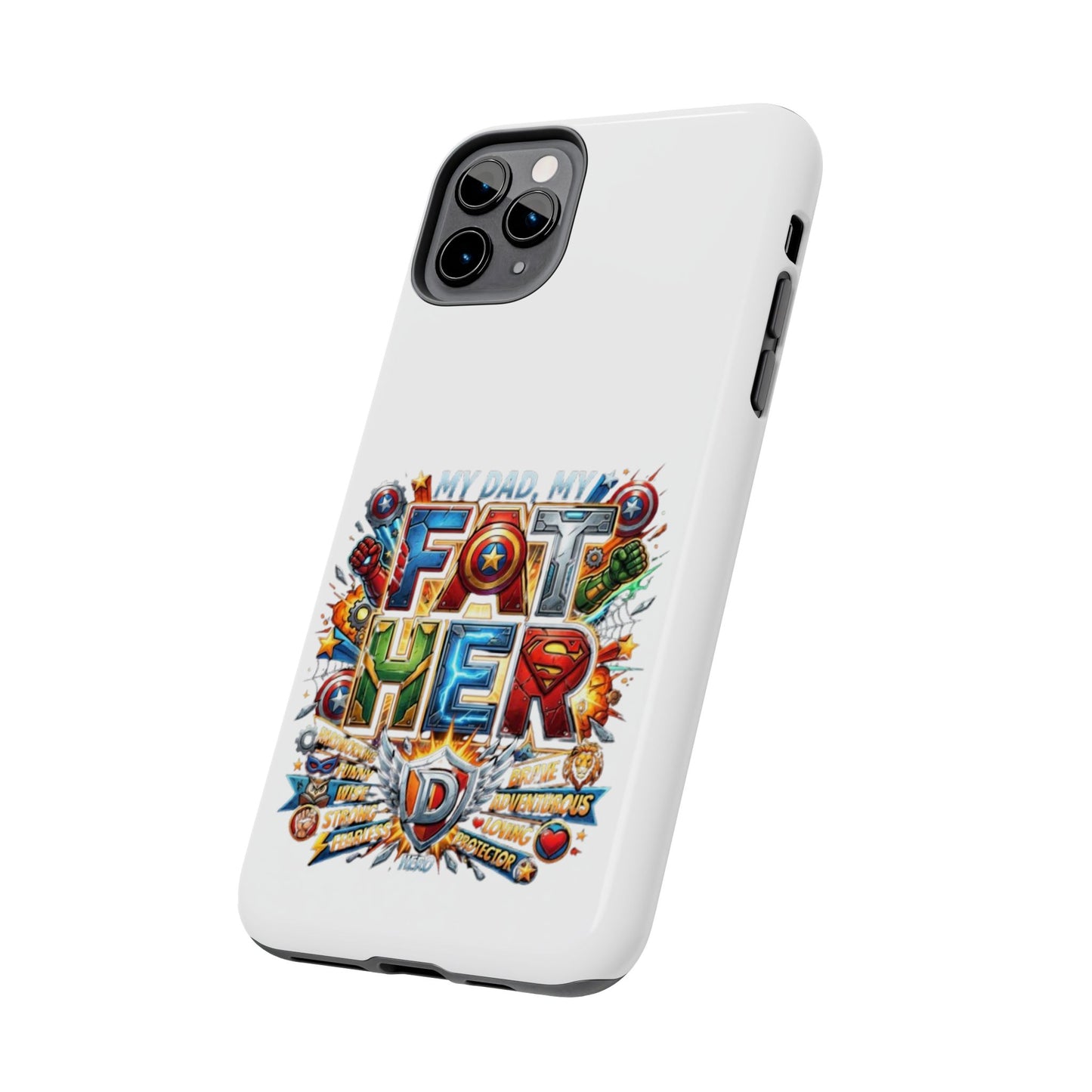 Tough Phone Case — 'My Dad, My Father' Superhero Collage Protective Cover