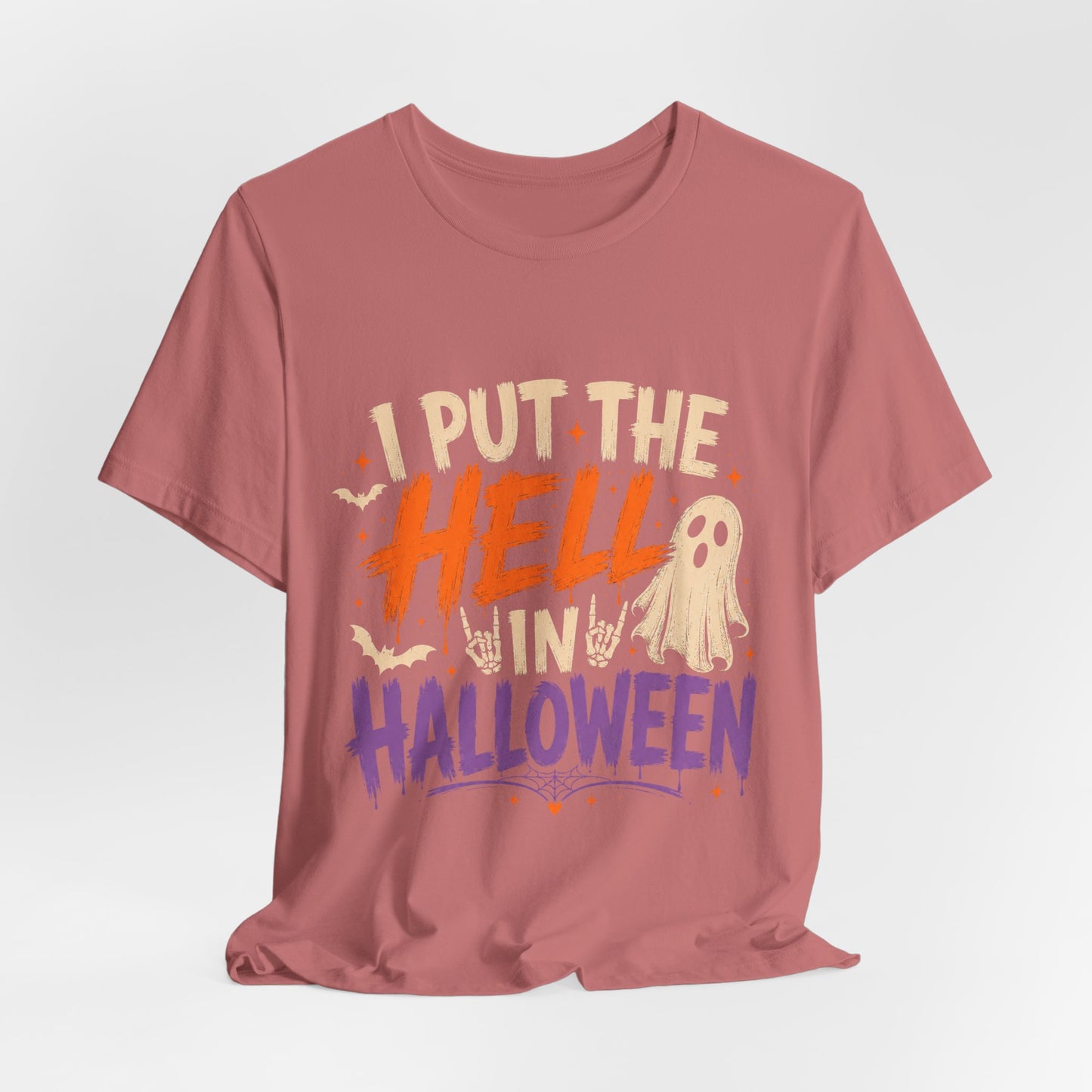 Halloween T-Shirt - "I Put the Hell in Halloween" Ghost Graphic Tee