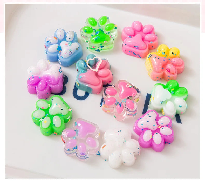 10pcs Mini Cute Cat Claw Plush Pinch Fun Colorful Halloween Christmas Party Pack Fillers for Pressure Reduction Cartoon Style
