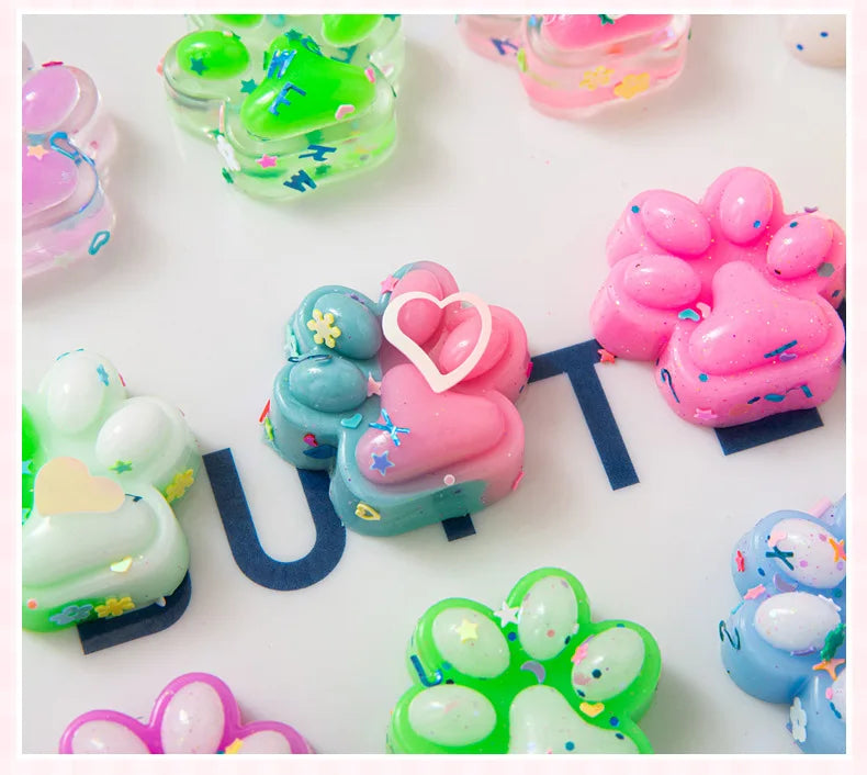 10pcs Mini Cute Cat Claw Plush Pinch Fun Colorful Halloween Christmas Party Pack Fillers for Pressure Reduction Cartoon Style