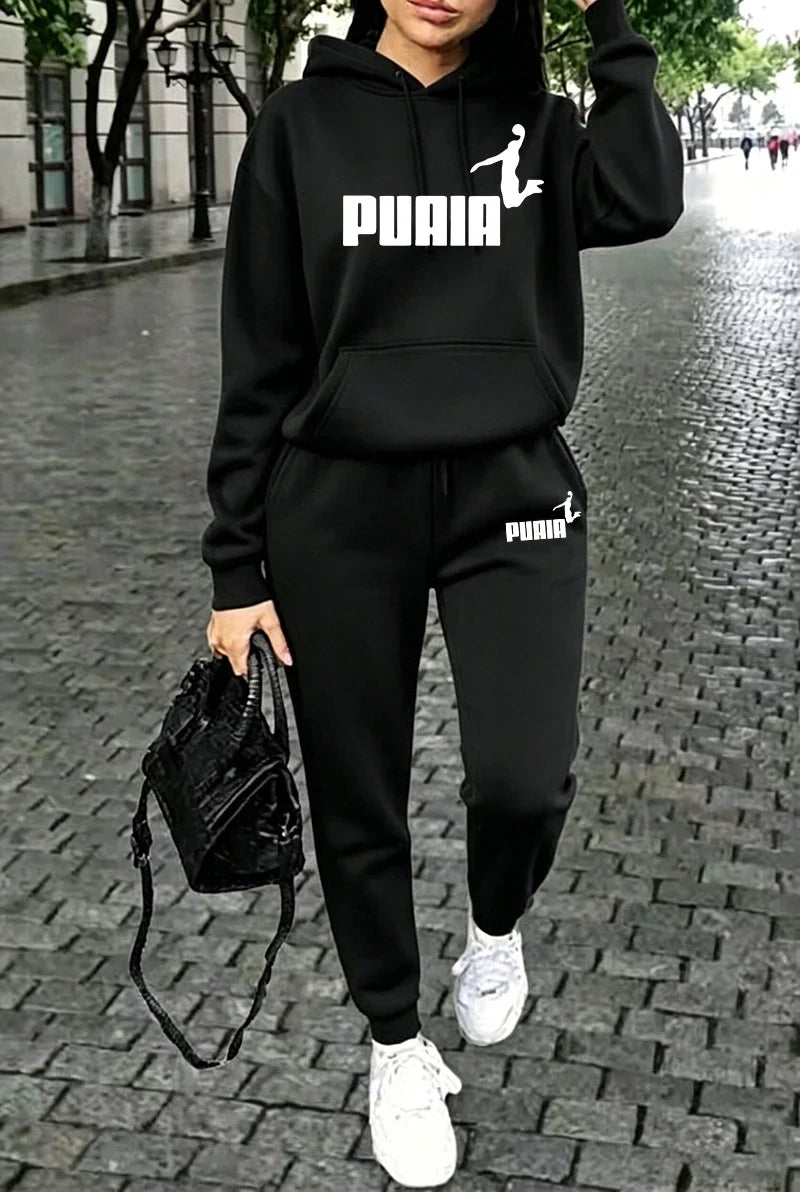 Women's Casual Hooded Sweatshirt & Jogger Set