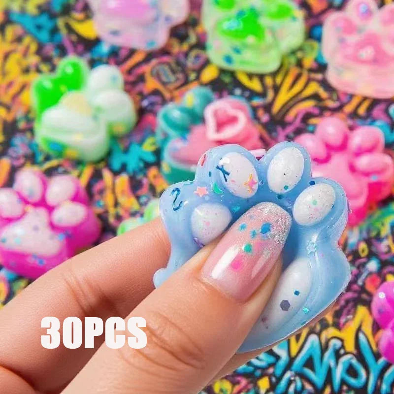 10pcs Mini Cute Cat Claw Plush Pinch Fun Colorful Halloween Christmas Party Pack Fillers for Pressure Reduction Cartoon Style