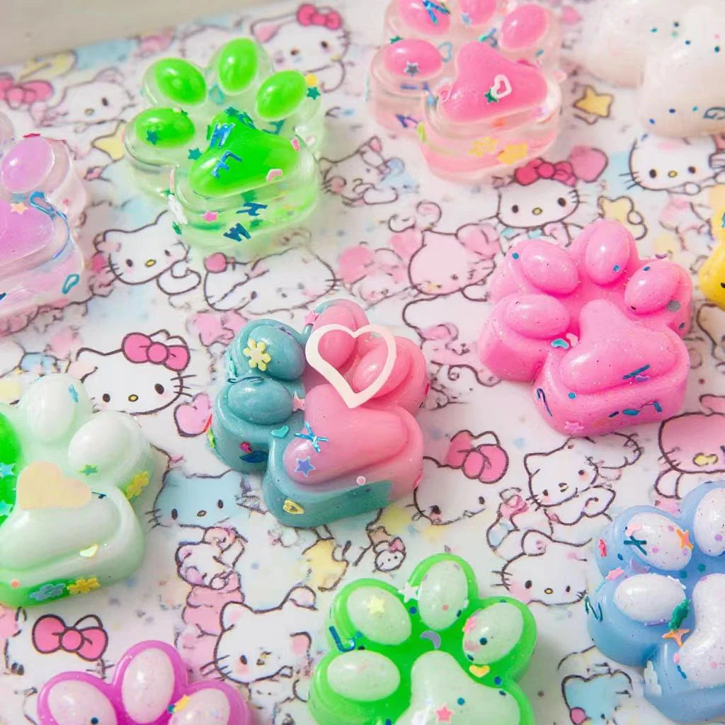 10pcs Mini Cute Cat Claw Plush Pinch Fun Colorful Halloween Christmas Party Pack Fillers for Pressure Reduction Cartoon Style