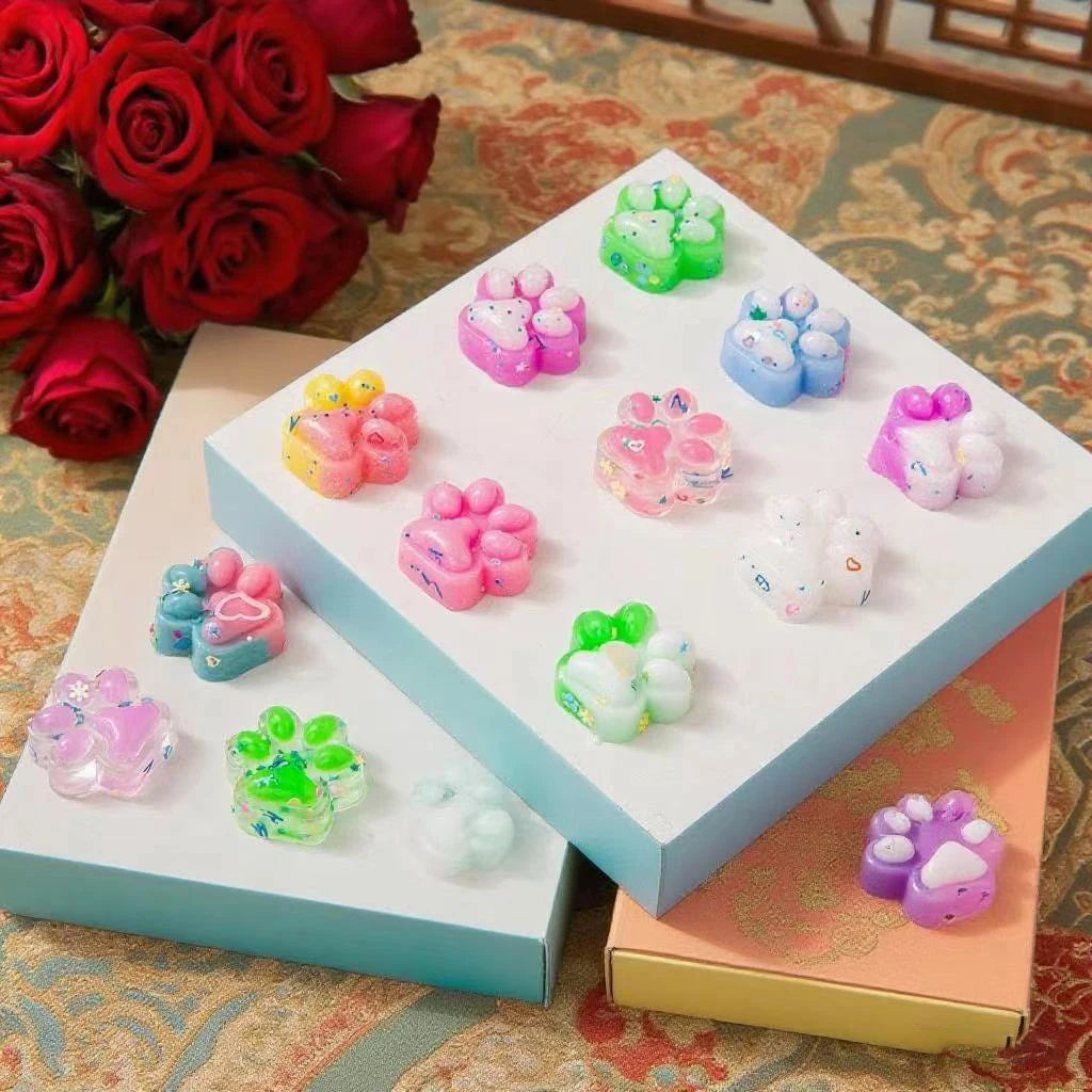 10pcs Mini Cute Cat Claw Plush Pinch Fun Colorful Halloween Christmas Party Pack Fillers for Pressure Reduction Cartoon Style