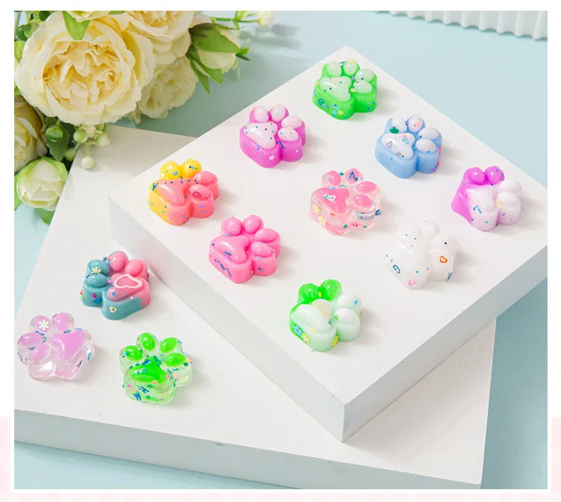 10pcs Mini Cute Cat Claw Plush Pinch Fun Colorful Halloween Christmas Party Pack Fillers for Pressure Reduction Cartoon Style