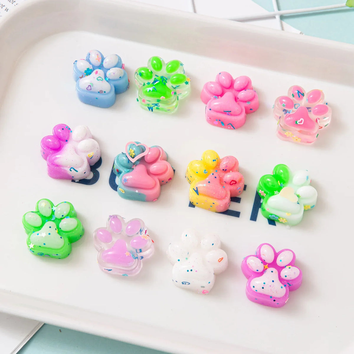 10pcs Mini Cute Cat Claw Plush Pinch Fun Colorful Halloween Christmas Party Pack Fillers for Pressure Reduction Cartoon Style